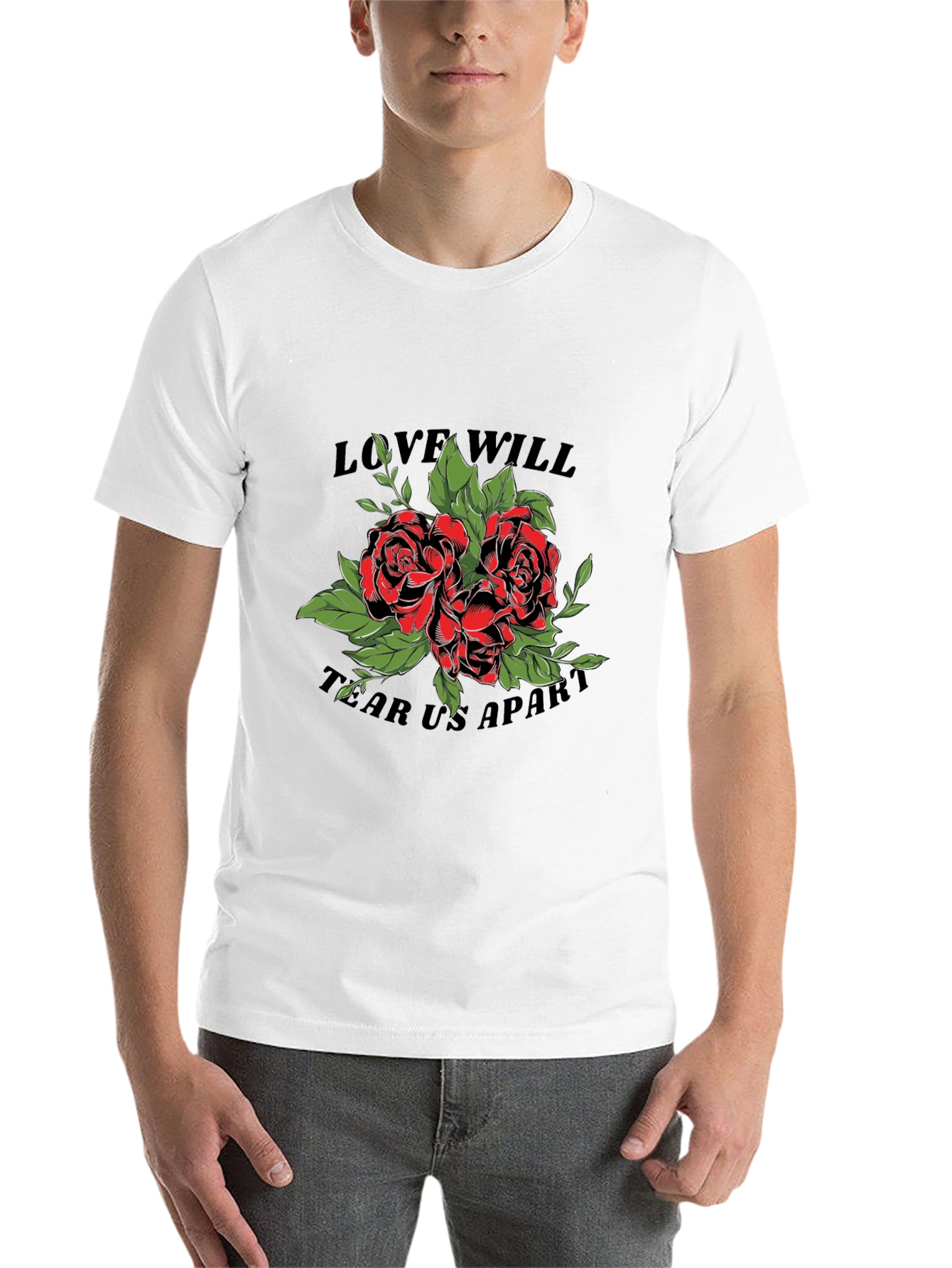 Black Love Will Tear Us Apart Rose Graphic T-Shirt view 14
