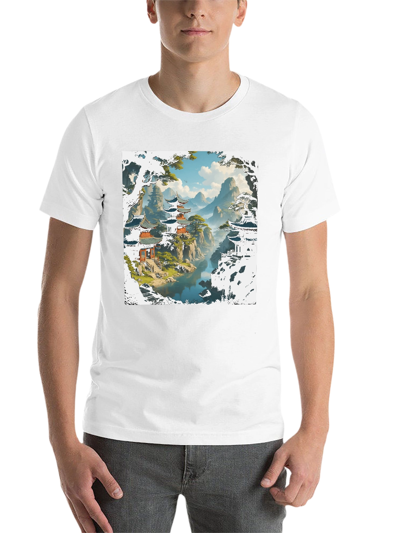 Black Asian Landscape Graphic Tee view 14
