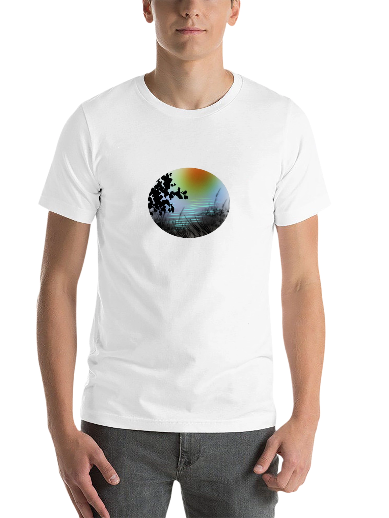 Black Sunset Lake Graphic Tee - Stylish Black T-Shirt view 14