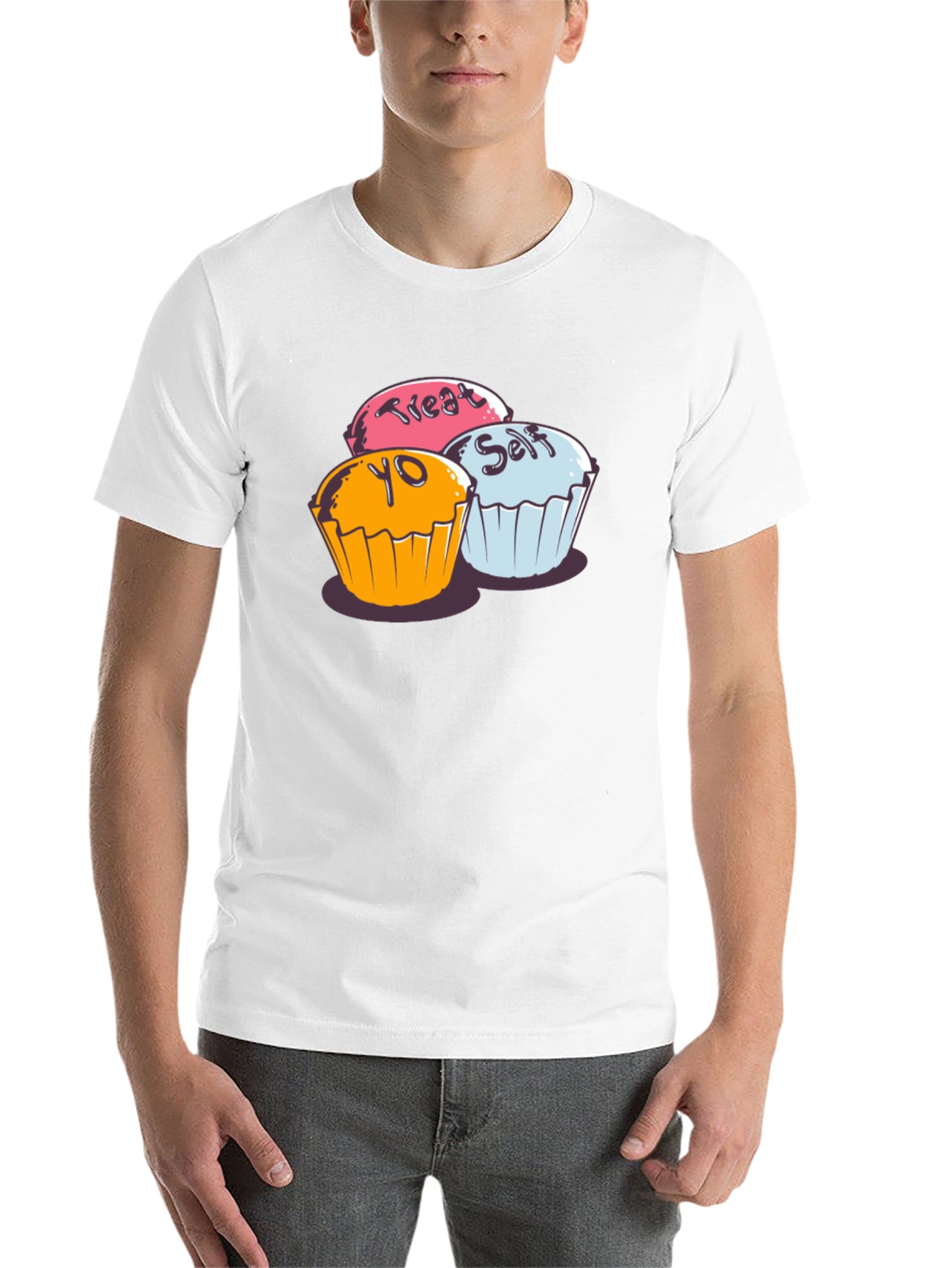 Black Treat Yo Self Cupcake Graphic T-Shirt - Soft Cotton view 14