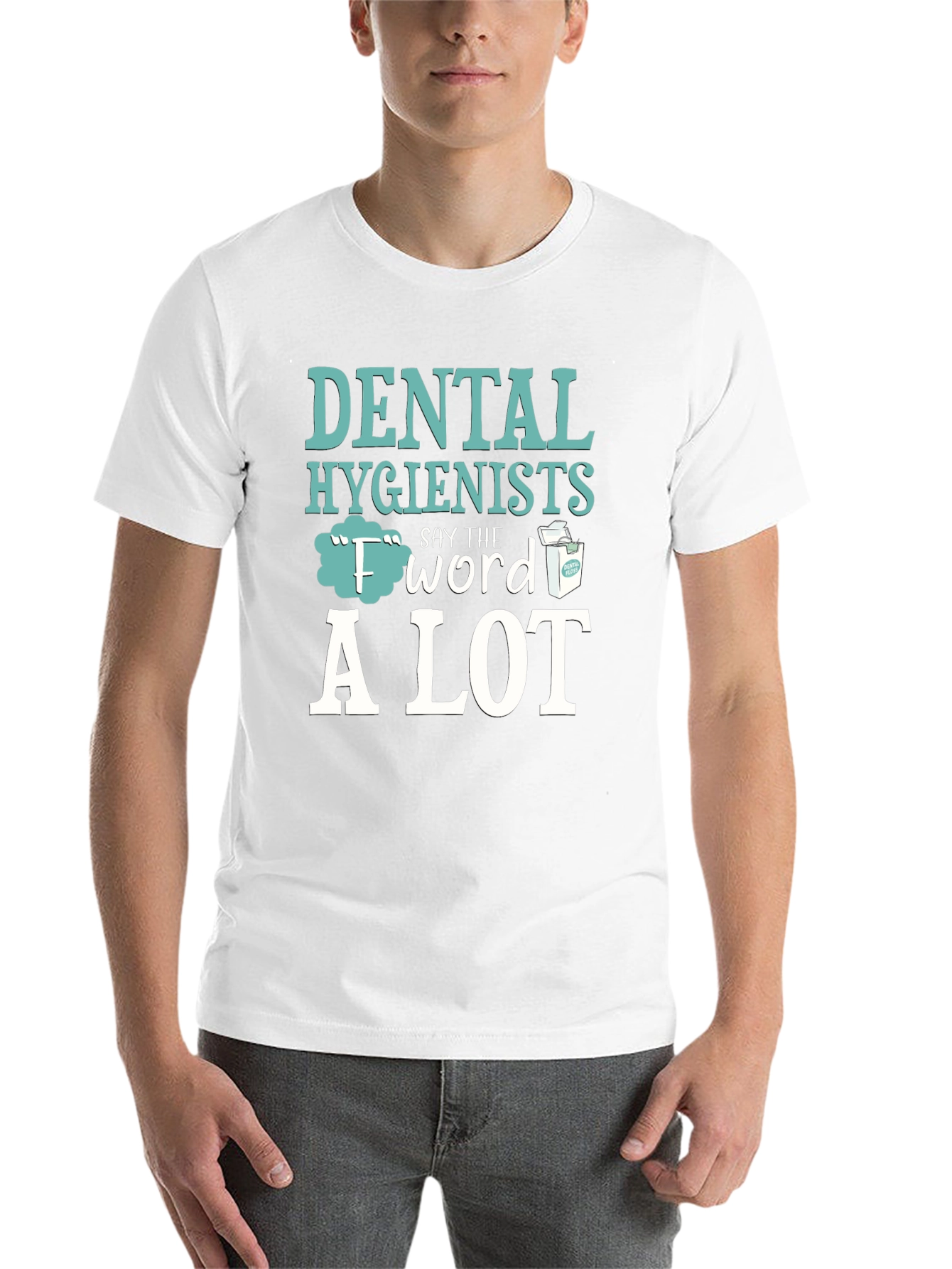 Black Dental Hygienist "F" Word Floss T-Shirt view 14