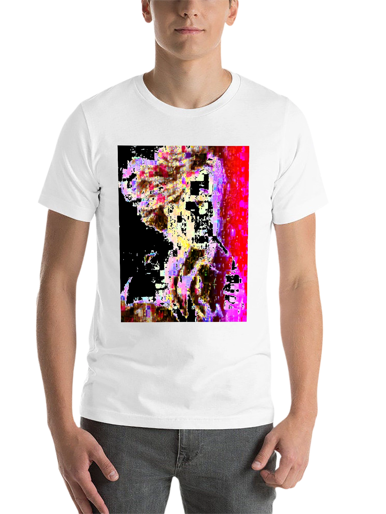 Black Abstract Glitch Art Black T-Shirt view 14