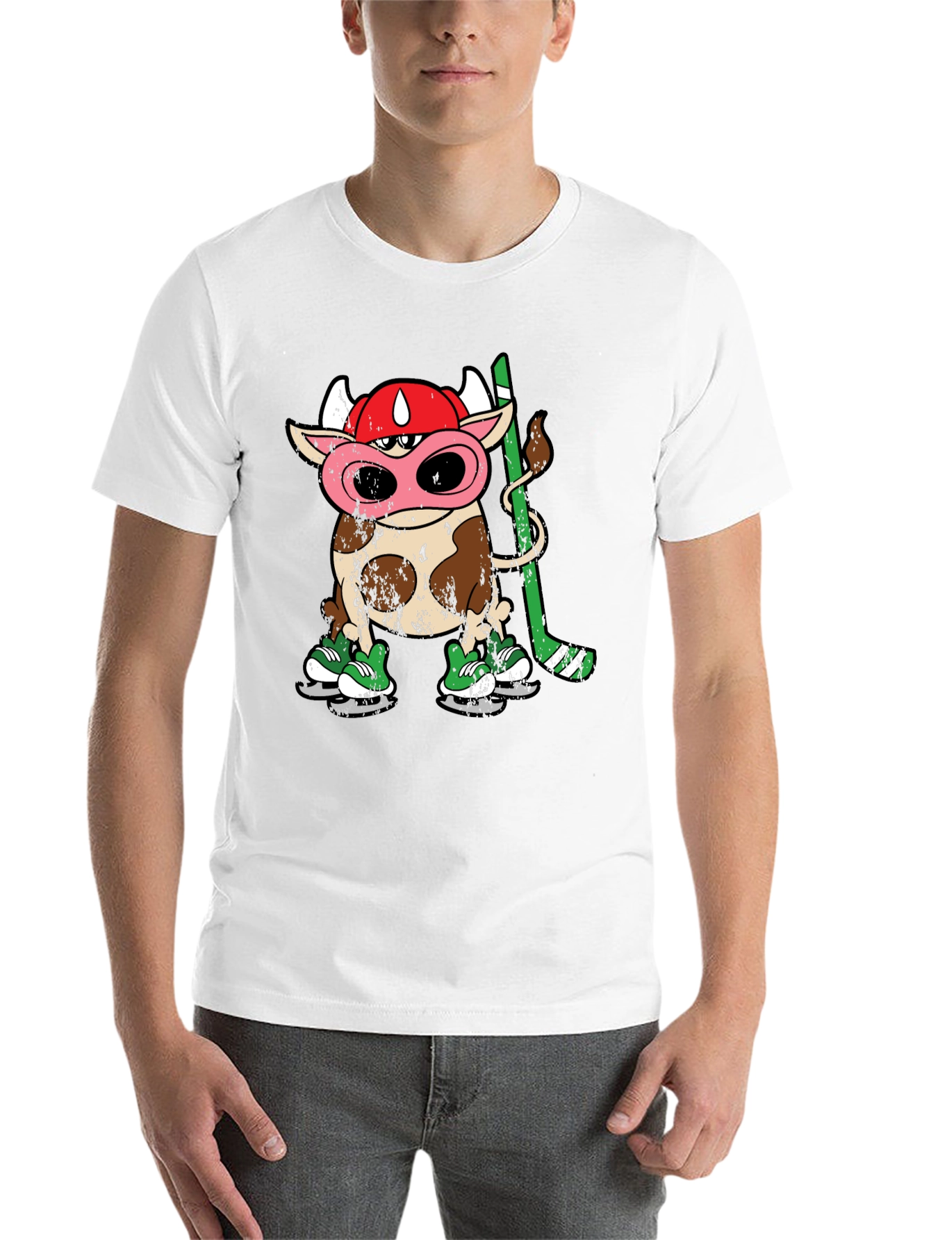 Black Cow Hockey Player T-Shirt view 14