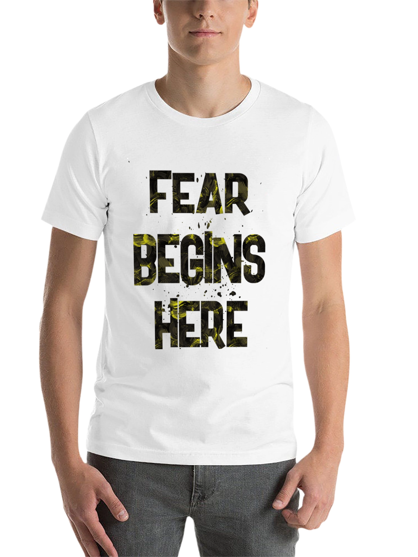 Black Fear Begins Here Graphic Tee - Black view 14