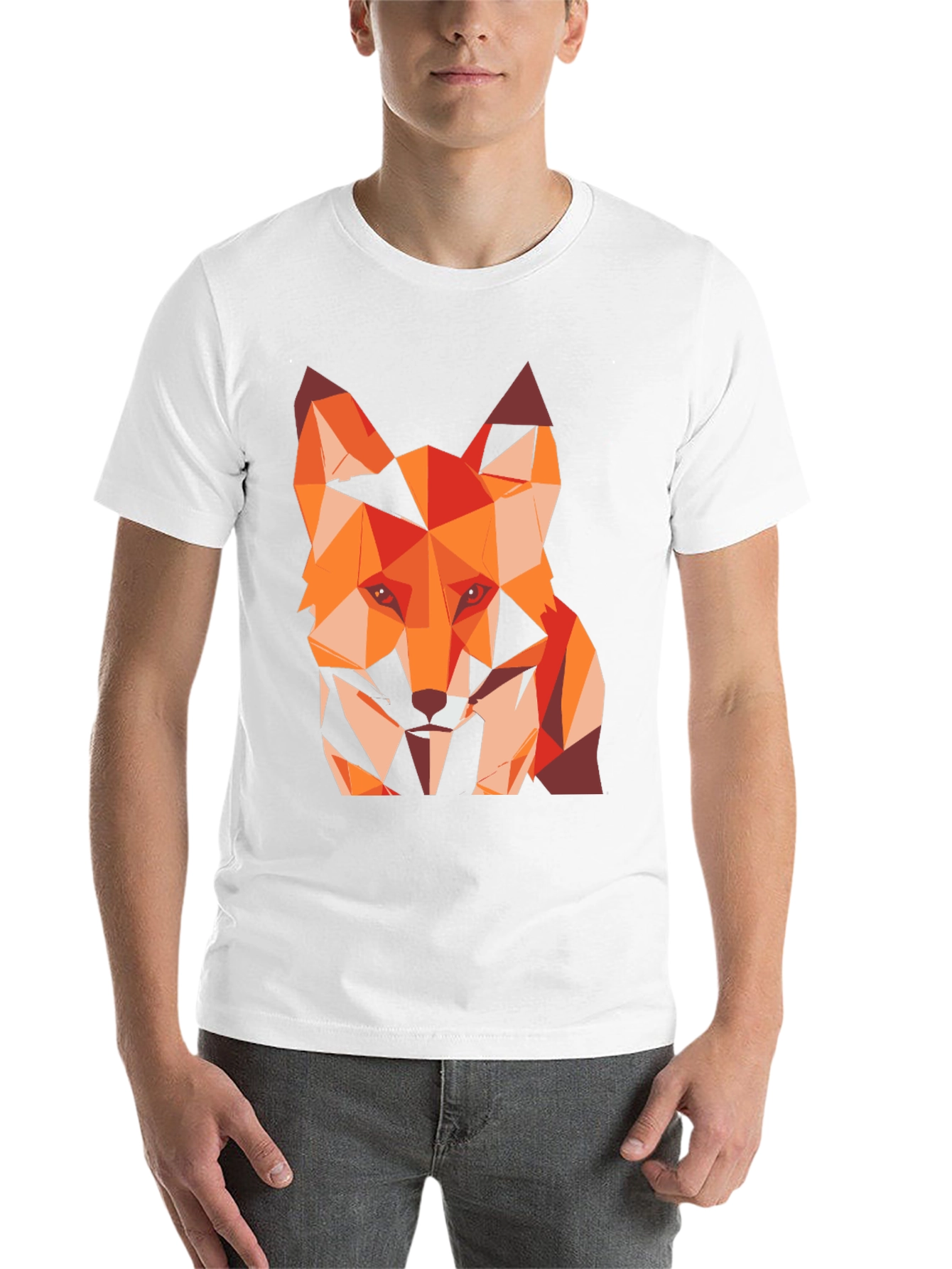 Black Geometric Fox Graphic Tee - Stylish Men's T-Shirt view 14