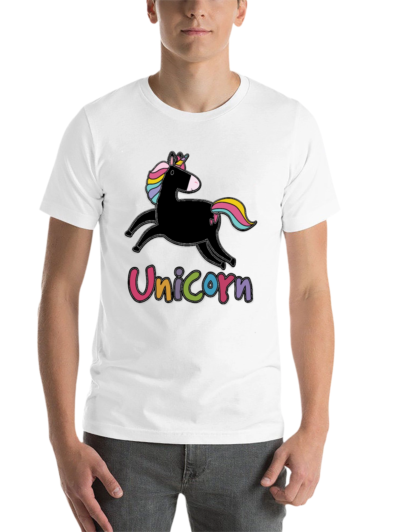 Black Unicorn Graphic T-Shirt - Men's Black Tee view 14