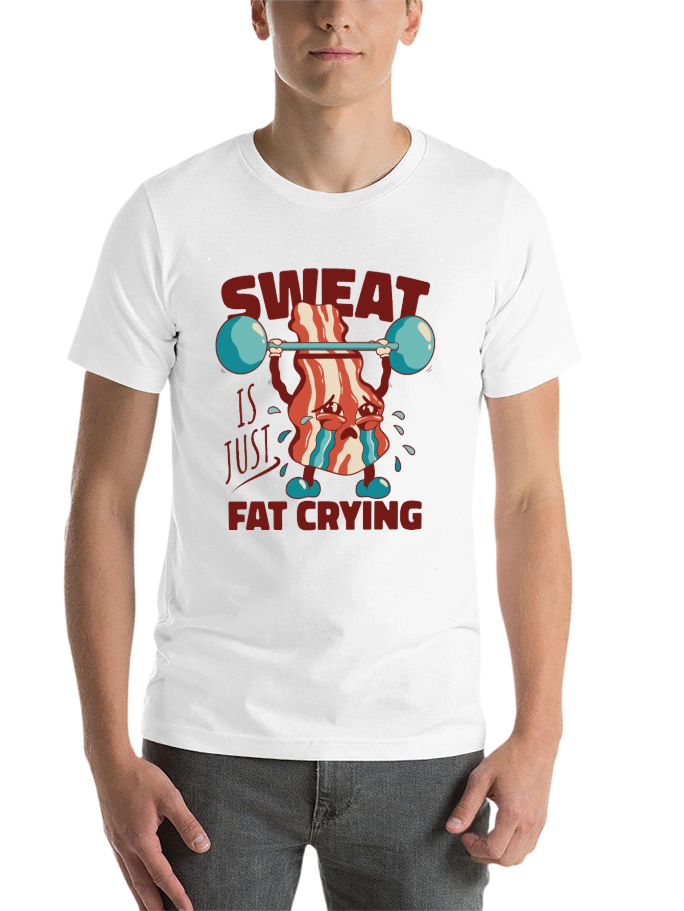 Black Sweat is Just Fat Crying T-Shirt Funny Workout Tee view 14