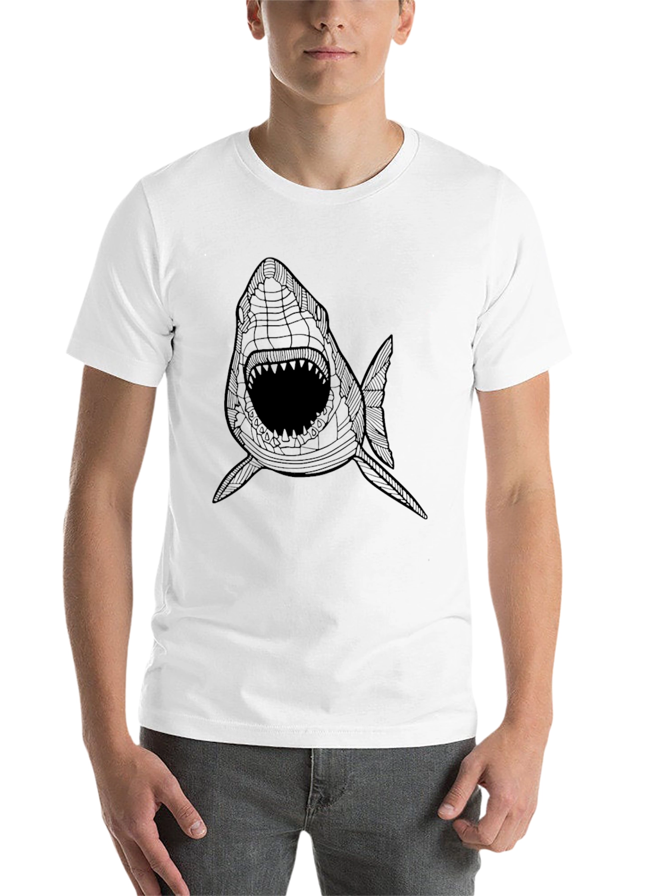 Black Shark Graphic Tee - Men's Black T-Shirt view 14