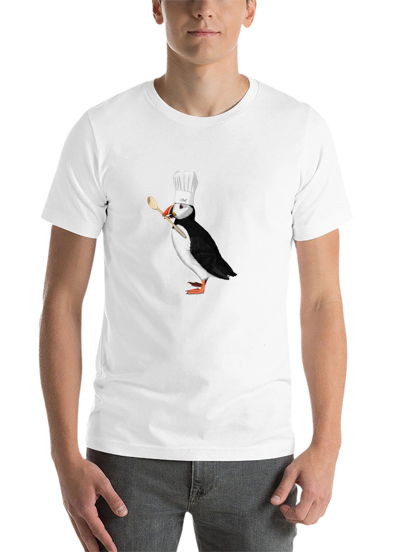 Black Chef Puffin T-Shirt - Black Cotton Tee view 14