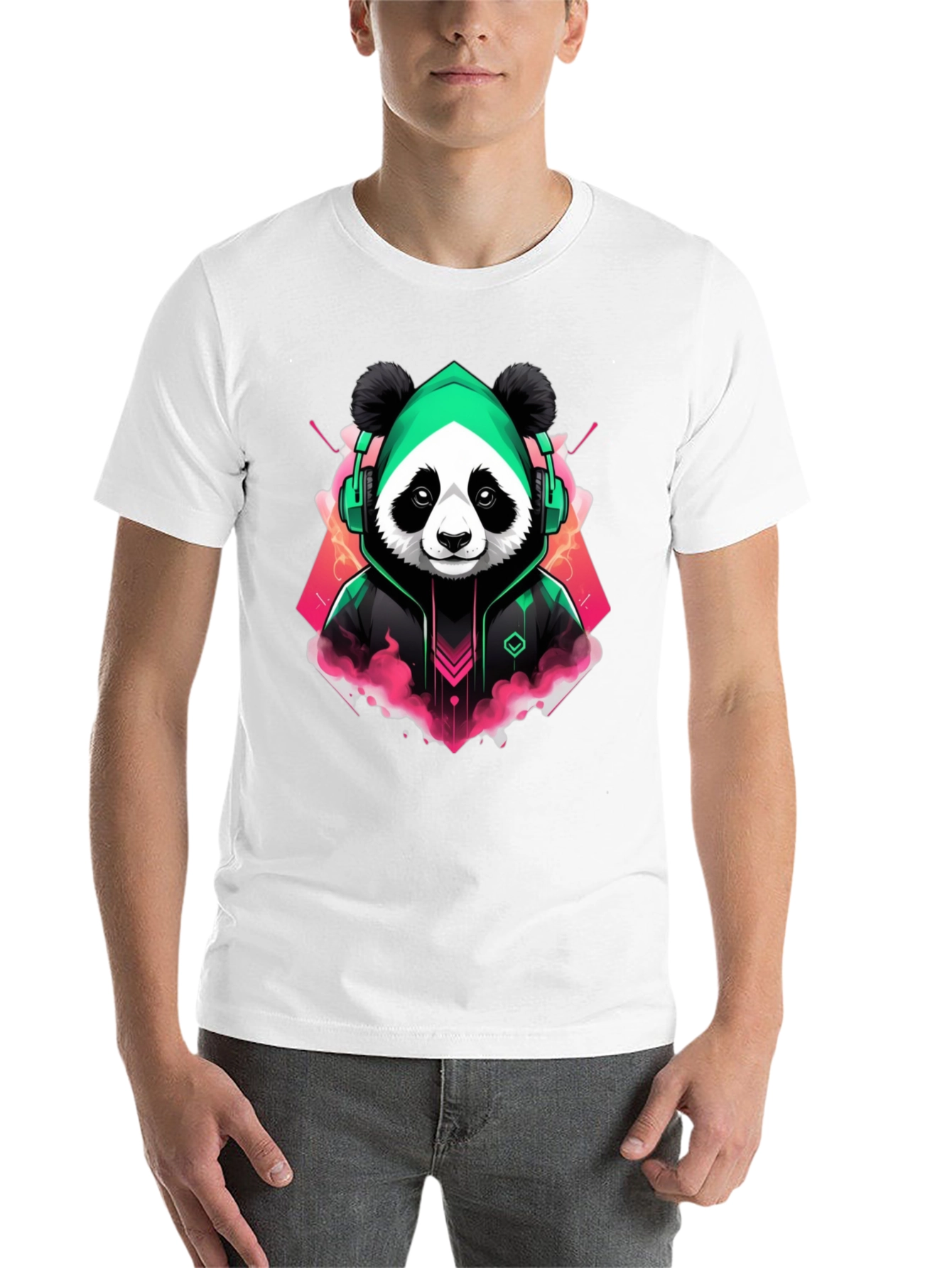 Black Cool Panda Gamer Graphic Tee - Black Cotton Blend view 14