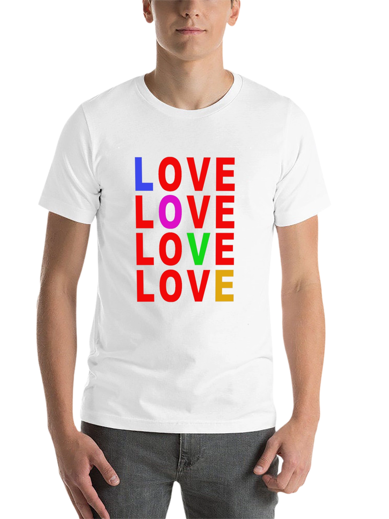 Black Colorful LOVE Graphic Tee - Unisex Black T-Shirt view 14