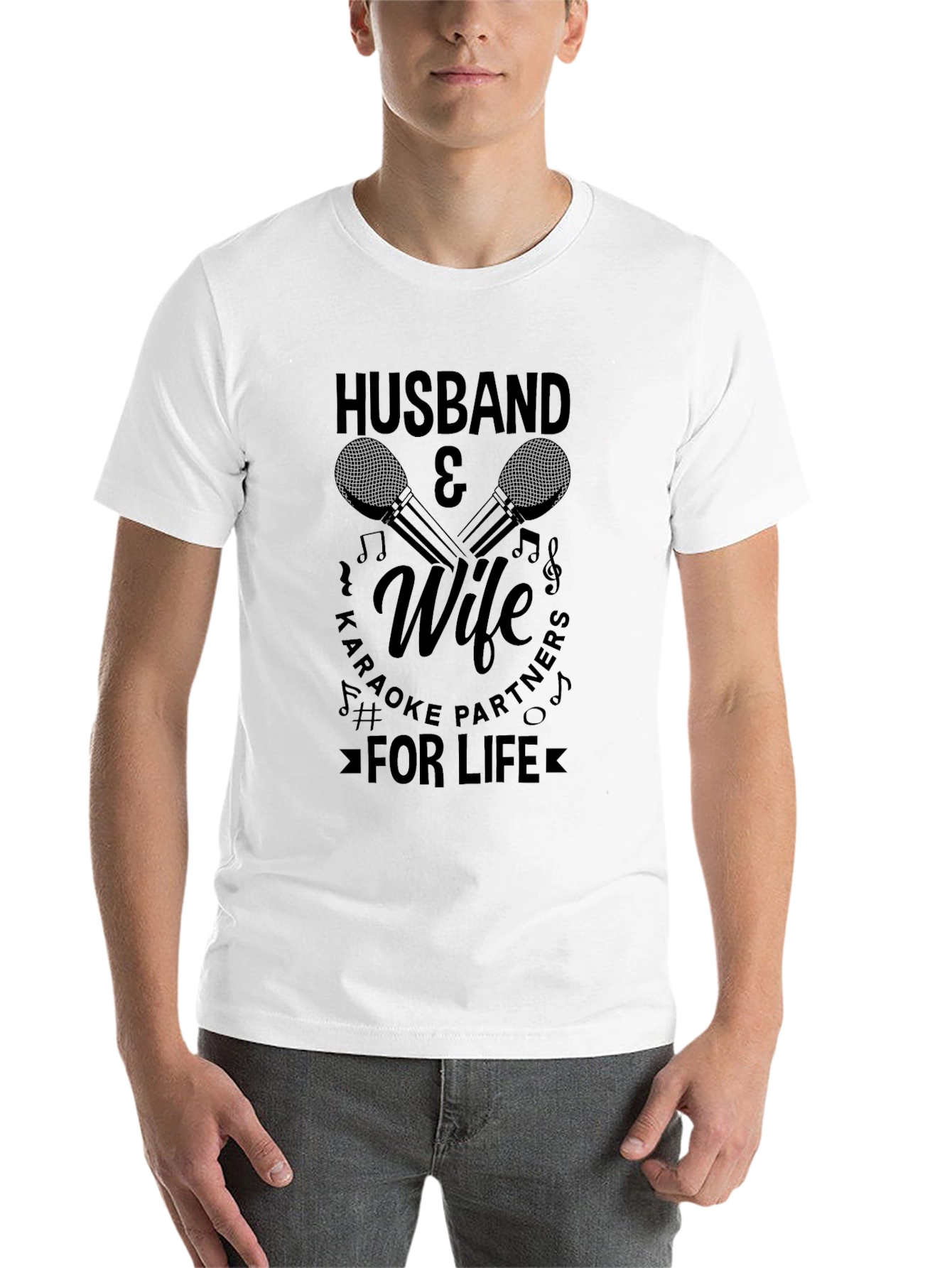 Black Husband & Wife Karaoke Partners T-Shirt view 14