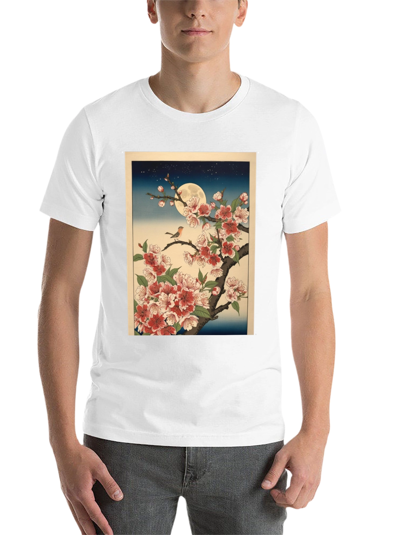 Black Cherry Blossom Moon T-Shirt view 14