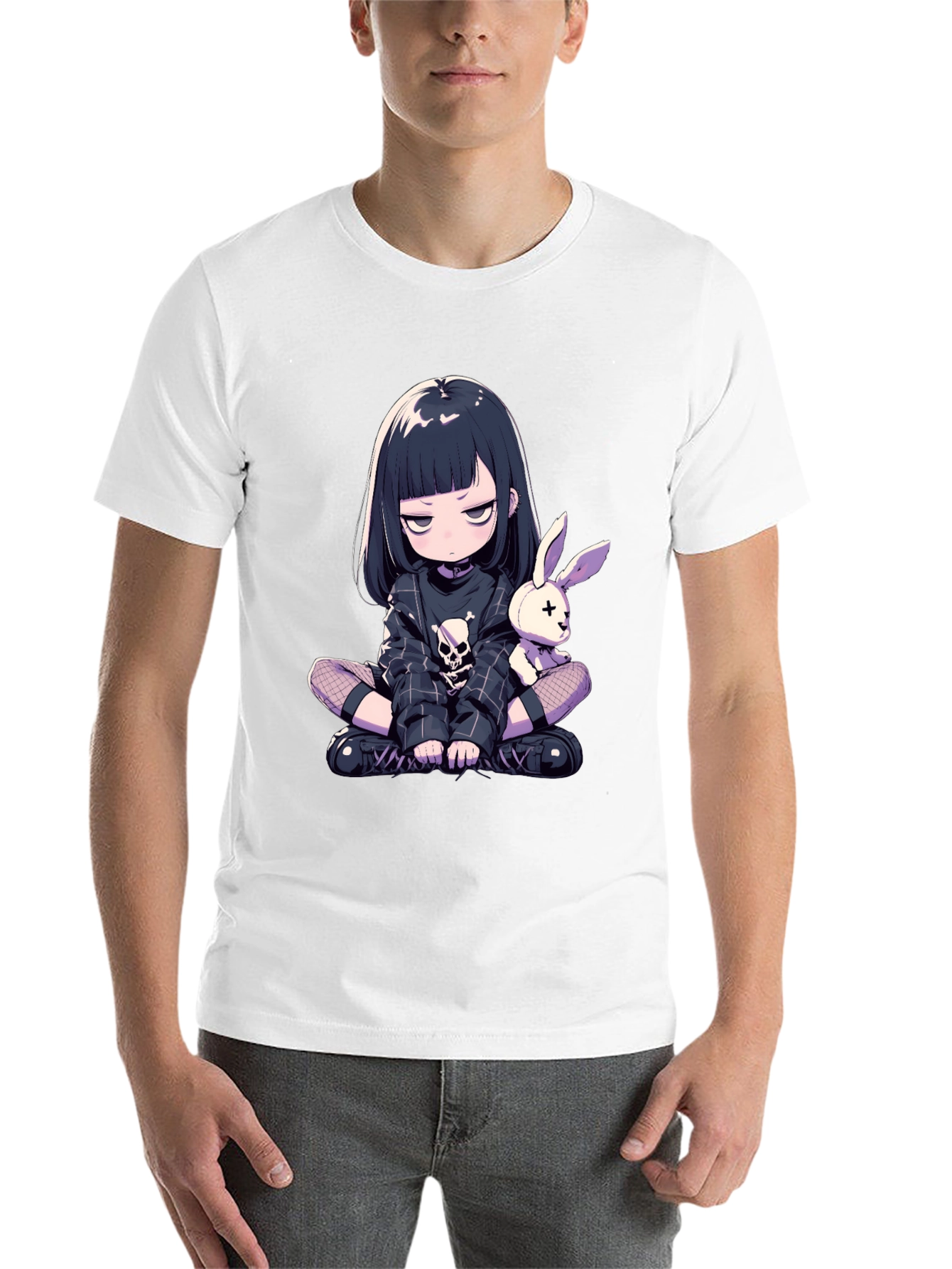 Black Anime Goth Girl T-Shirt view 14