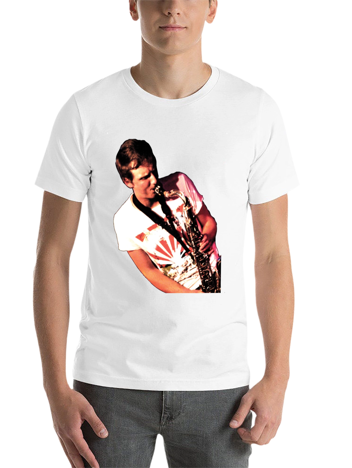 Black Saxophone Player Graphic Black T-Shirt view 14