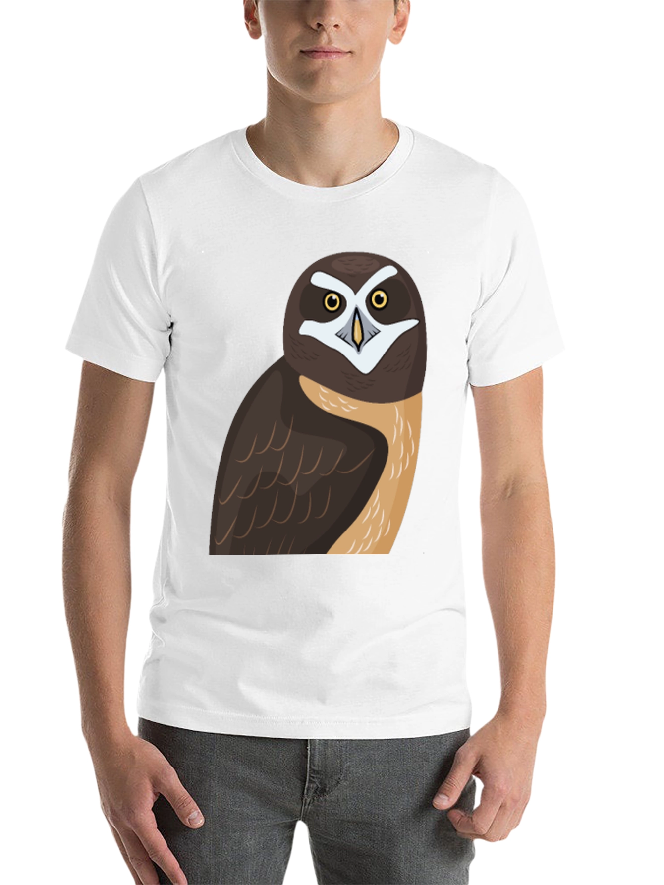 Black Owl Graphic Print T-Shirt, Black Cotton Tee view 14