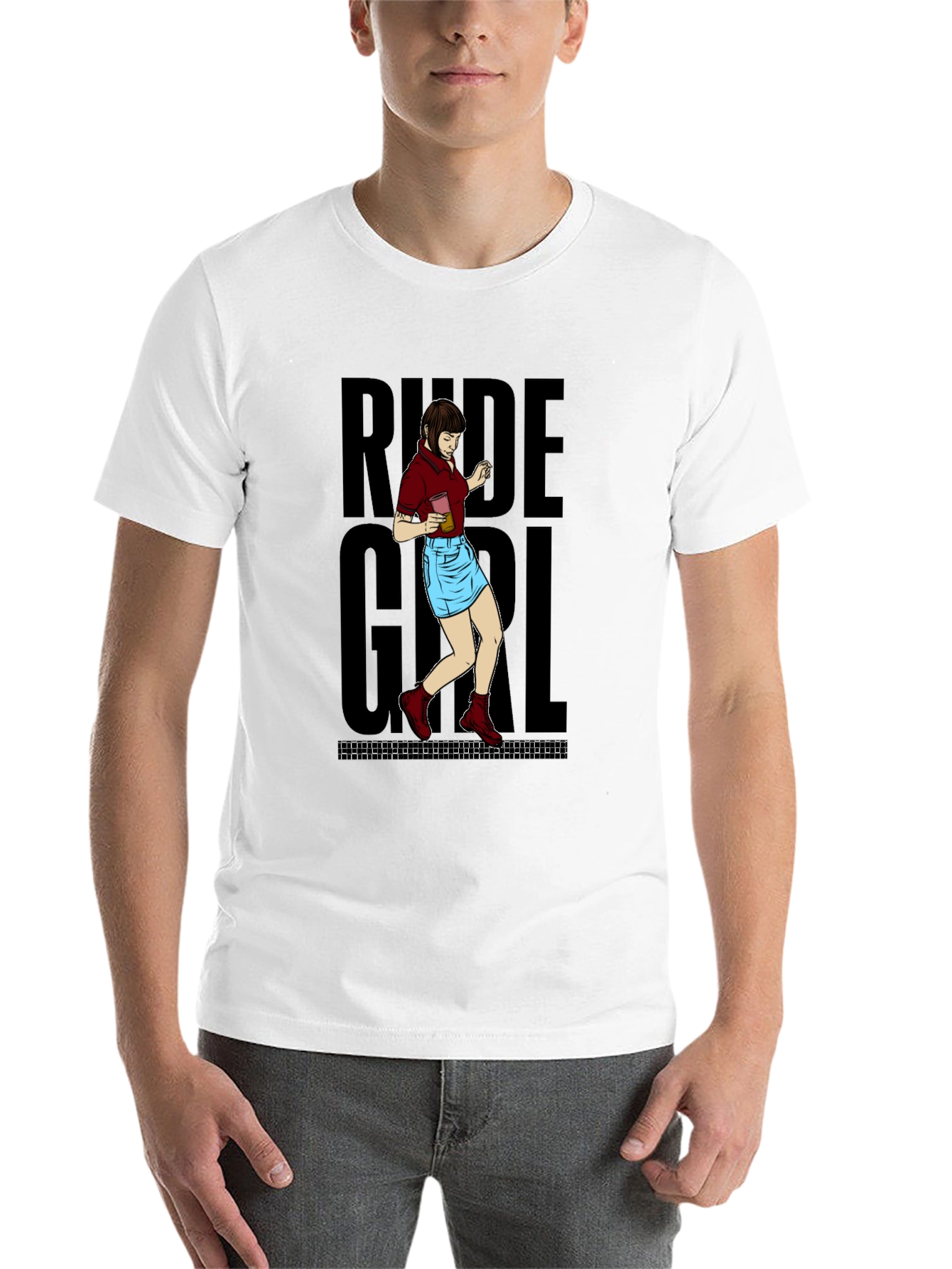 Black Rude Girl Graphic T-Shirt - Black Crew Neck Tee view 14