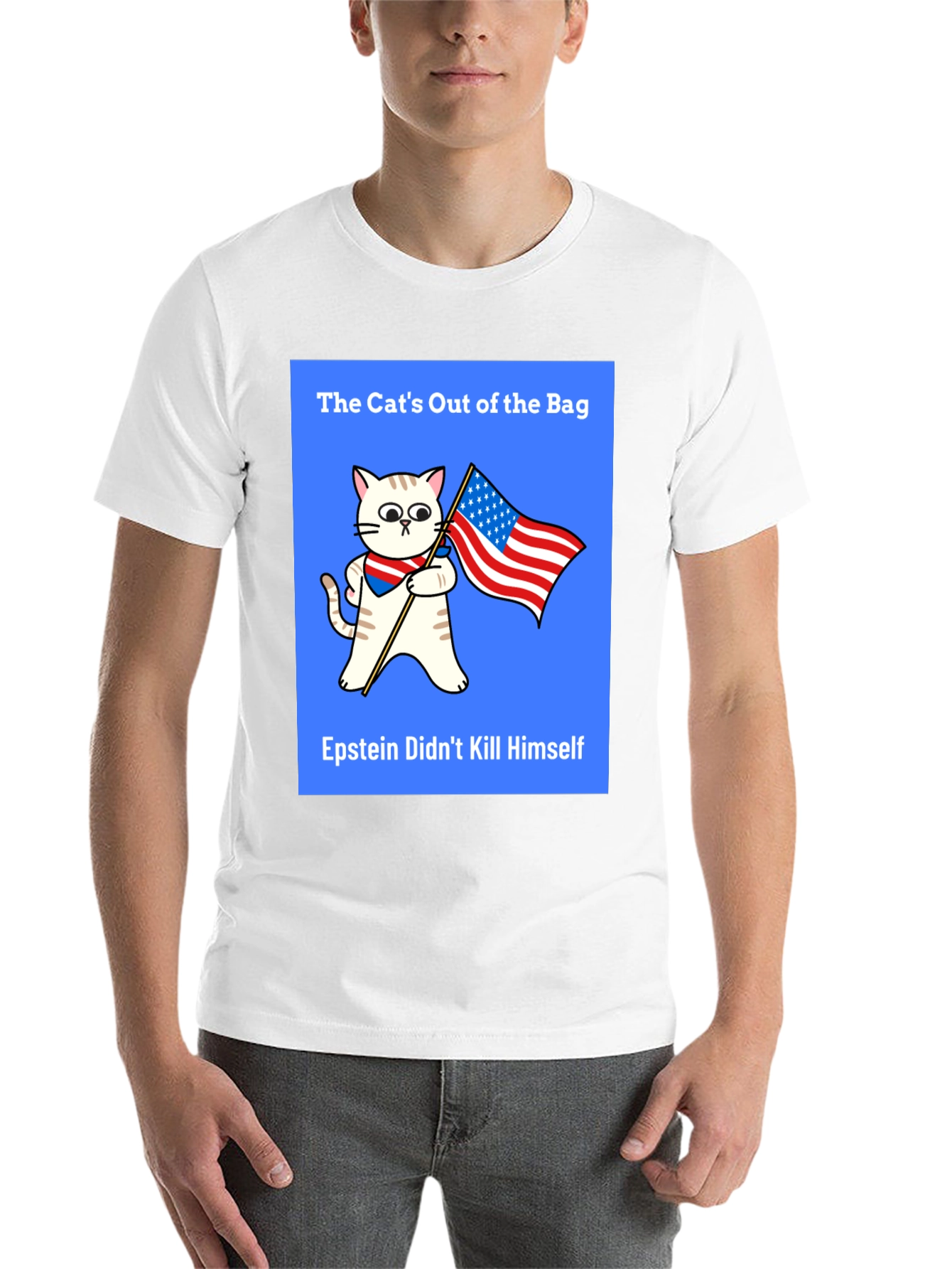 Black The Cat's Out of the Bag T-Shirt view 14