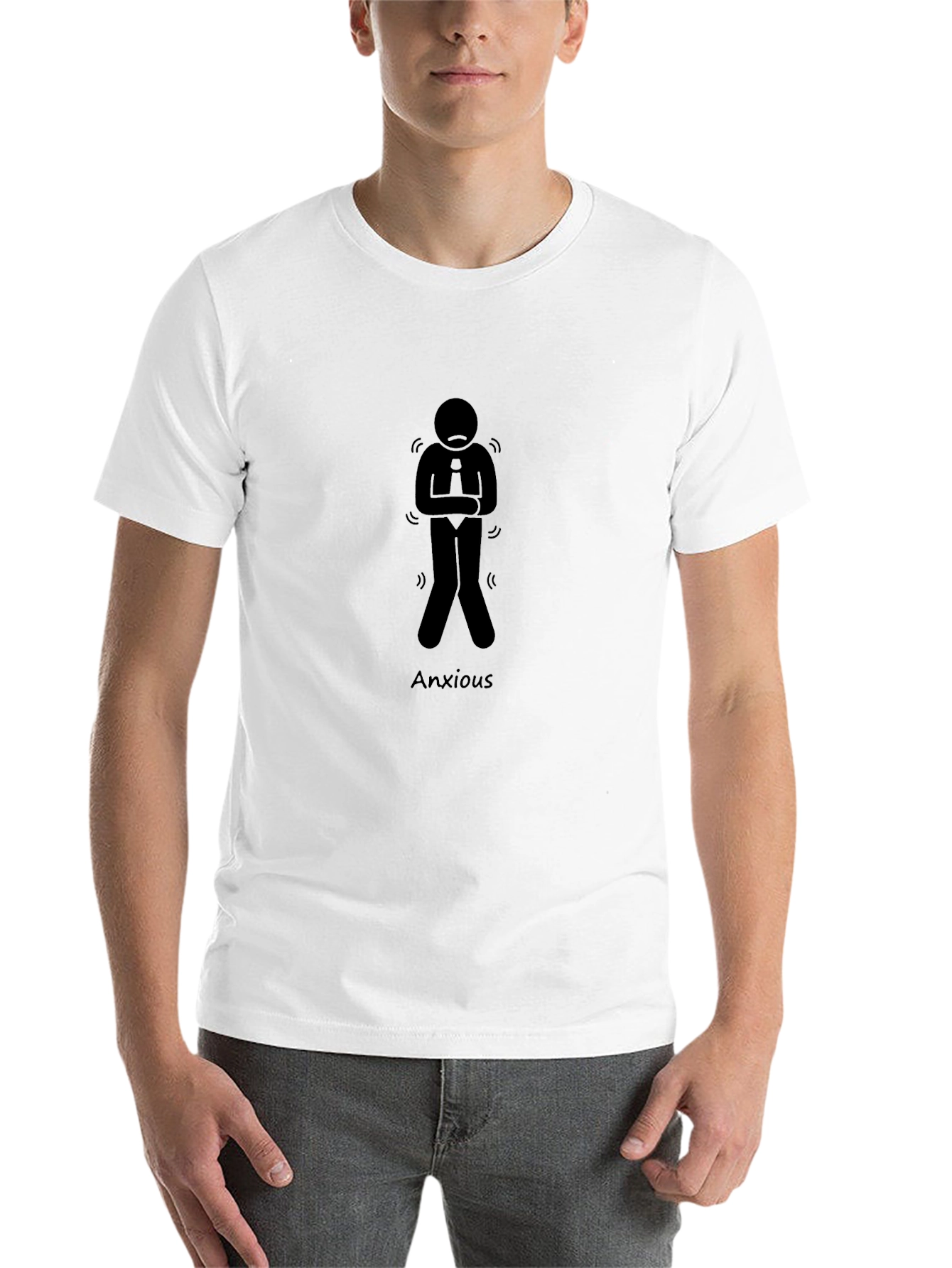 Black Anxious Stick Figure Graphic Tee - Black view 14