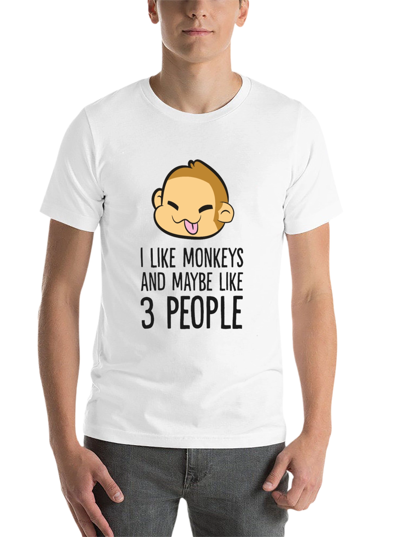 Black Funny Monkey Lover Graphic T-Shirt - Black view 14