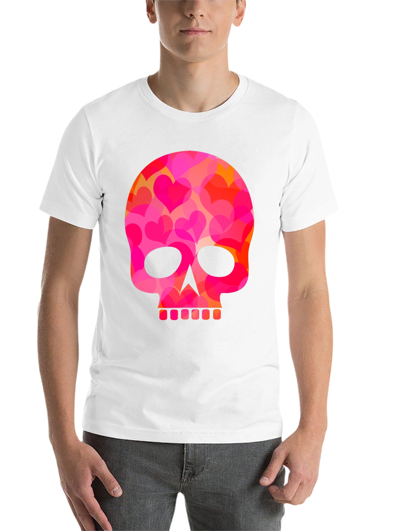 Black Heart Skull Graphic T-Shirt - Men's Black Tee view 14