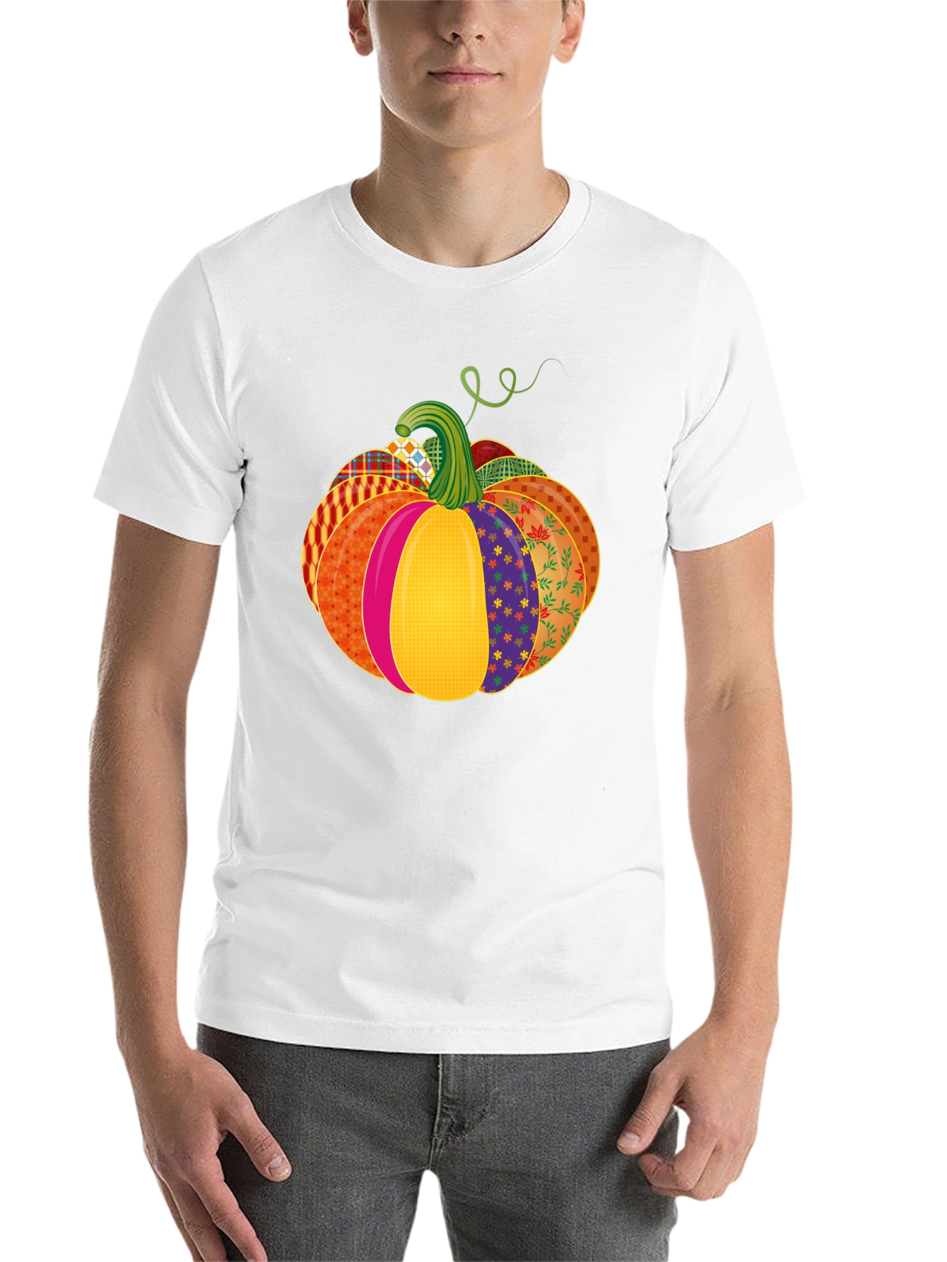 Black Festive Patchwork Pumpkin T-Shirt - Autumn Style view 14