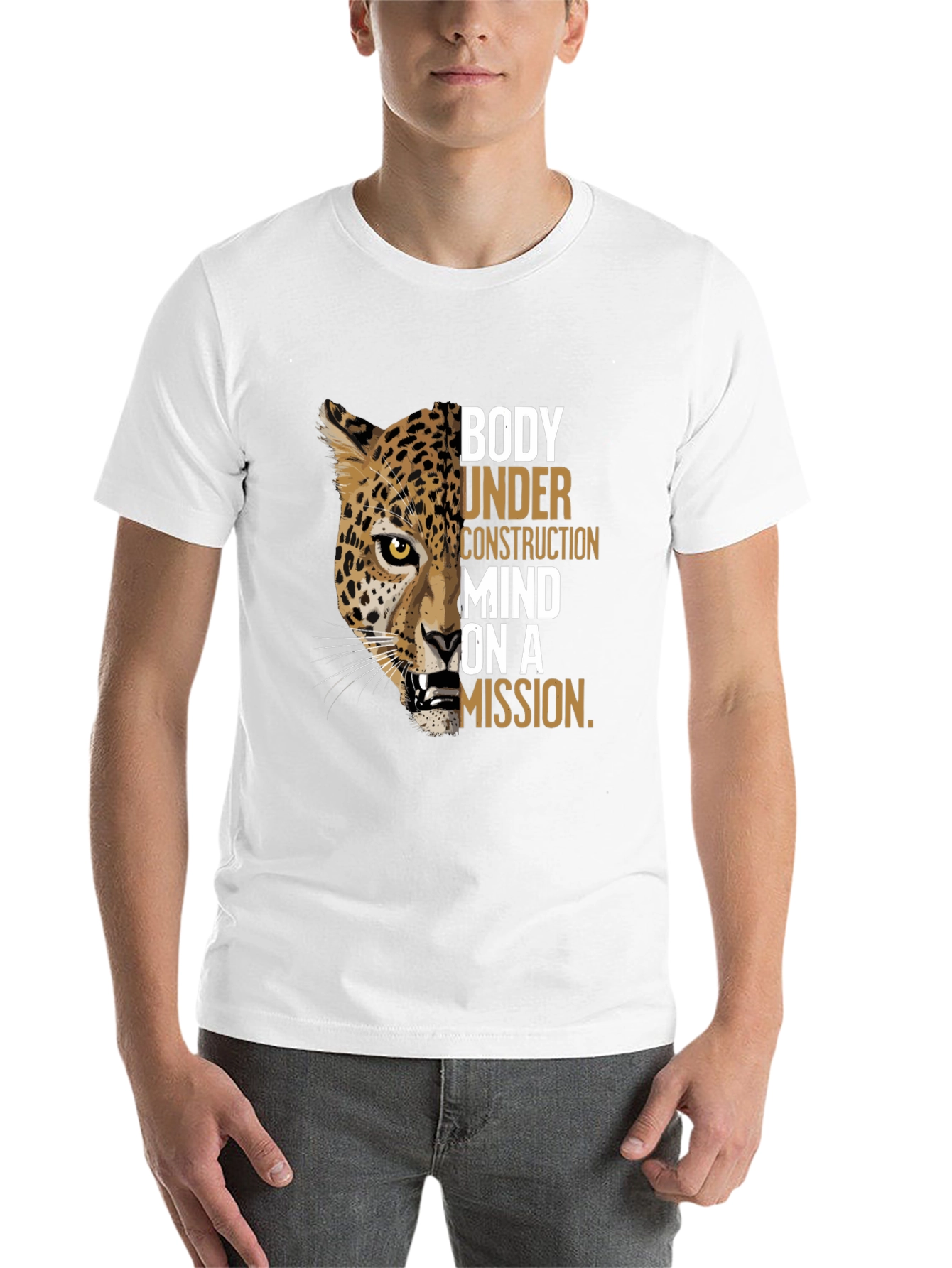 Black Body Under Construction Leopard Graphic T-Shirt view 14