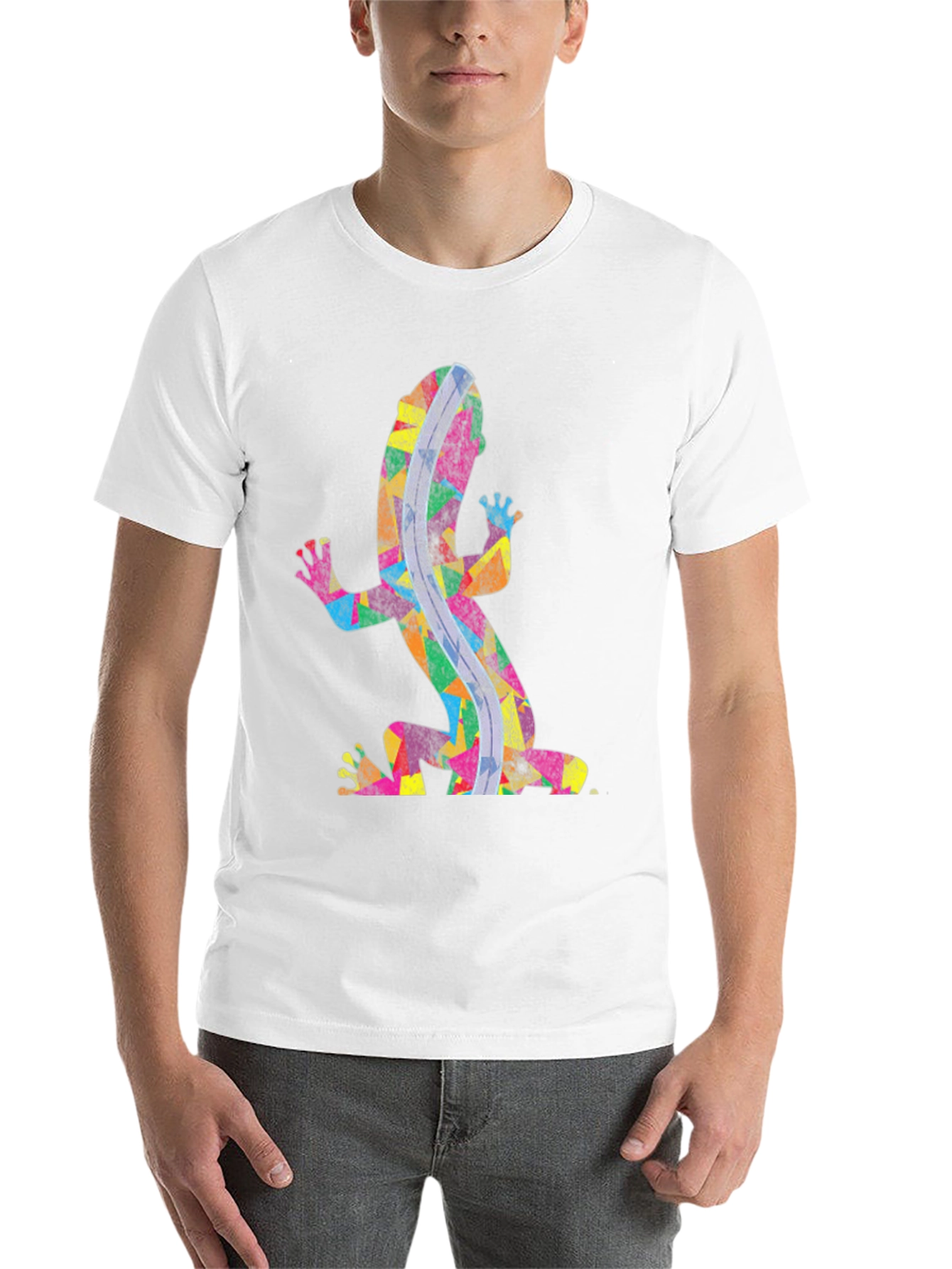 Black Colorful Gecko Print Black T-Shirt view 14