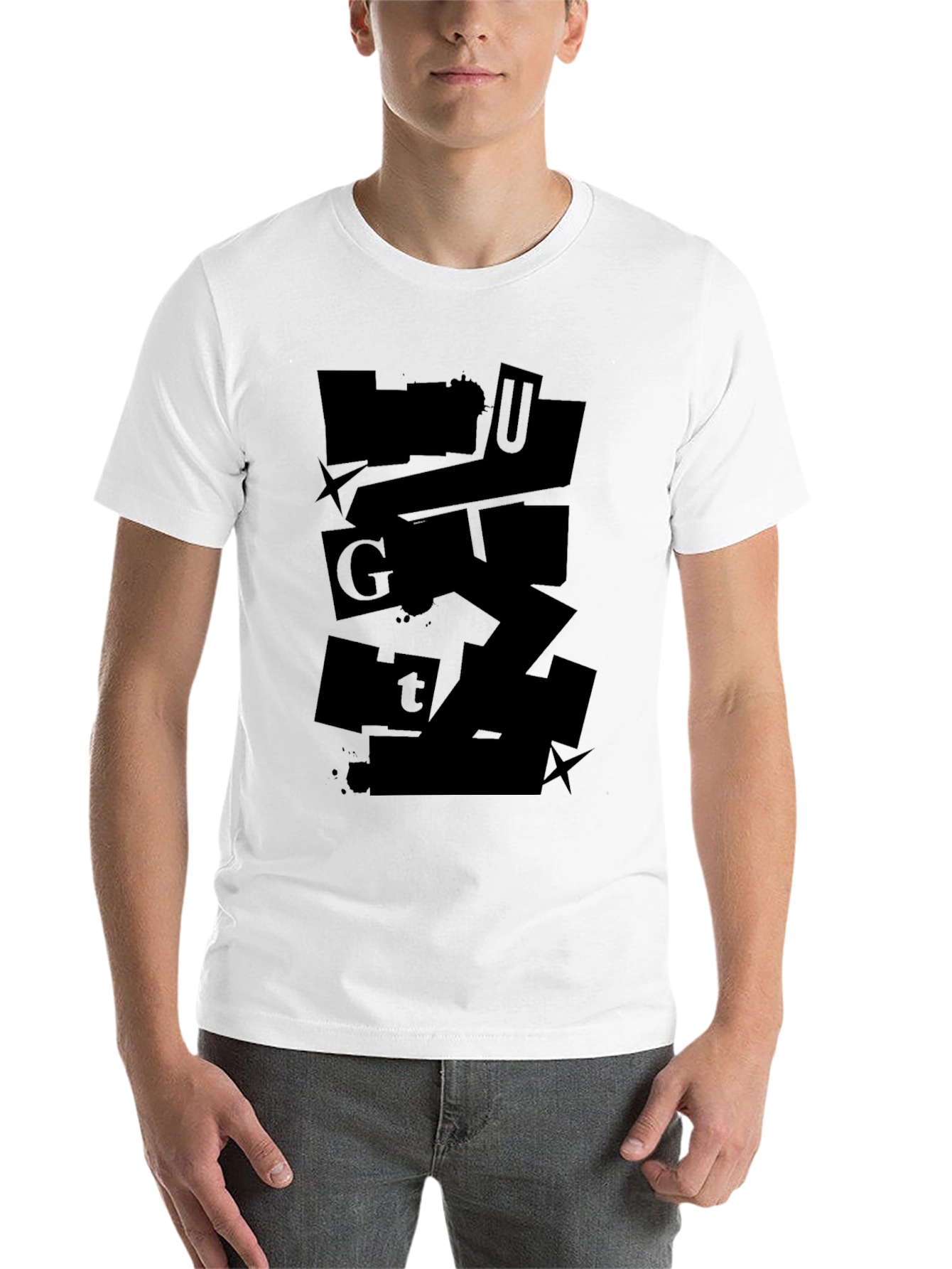 Black Abstract Graphic Black T-Shirt view 14