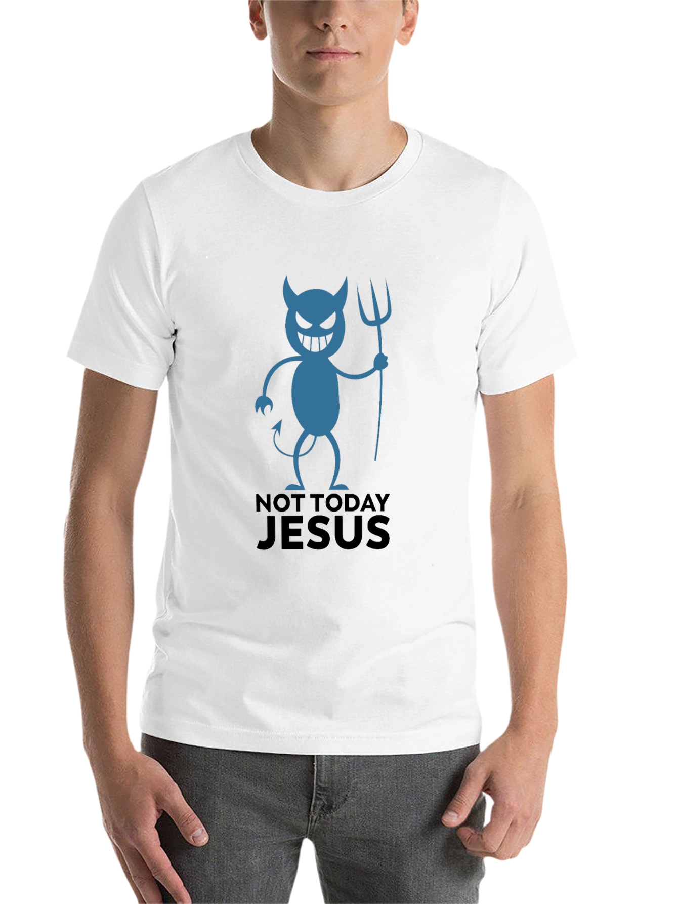 Black Not Today Jesus Devil Graphic T-Shirt view 14