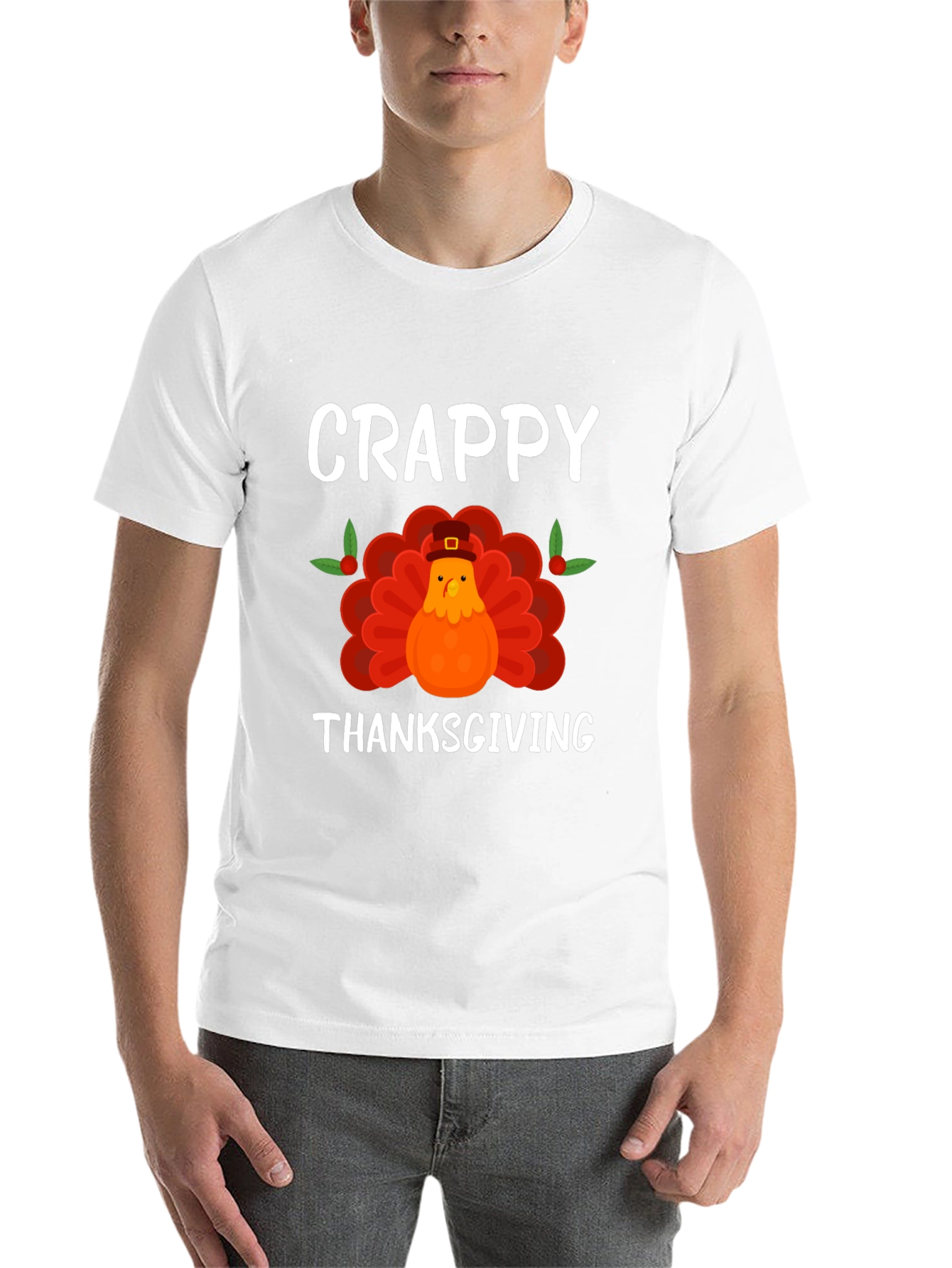 Black Crappy Thanksgiving Turkey Graphic T-Shirt view 14