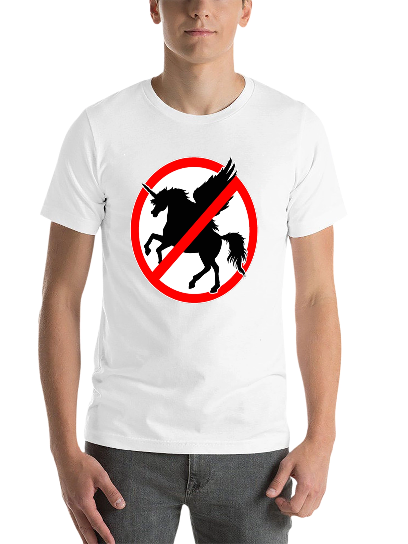Black No Unicorns T-Shirt - Men's Black Crew Neck Tee view 14