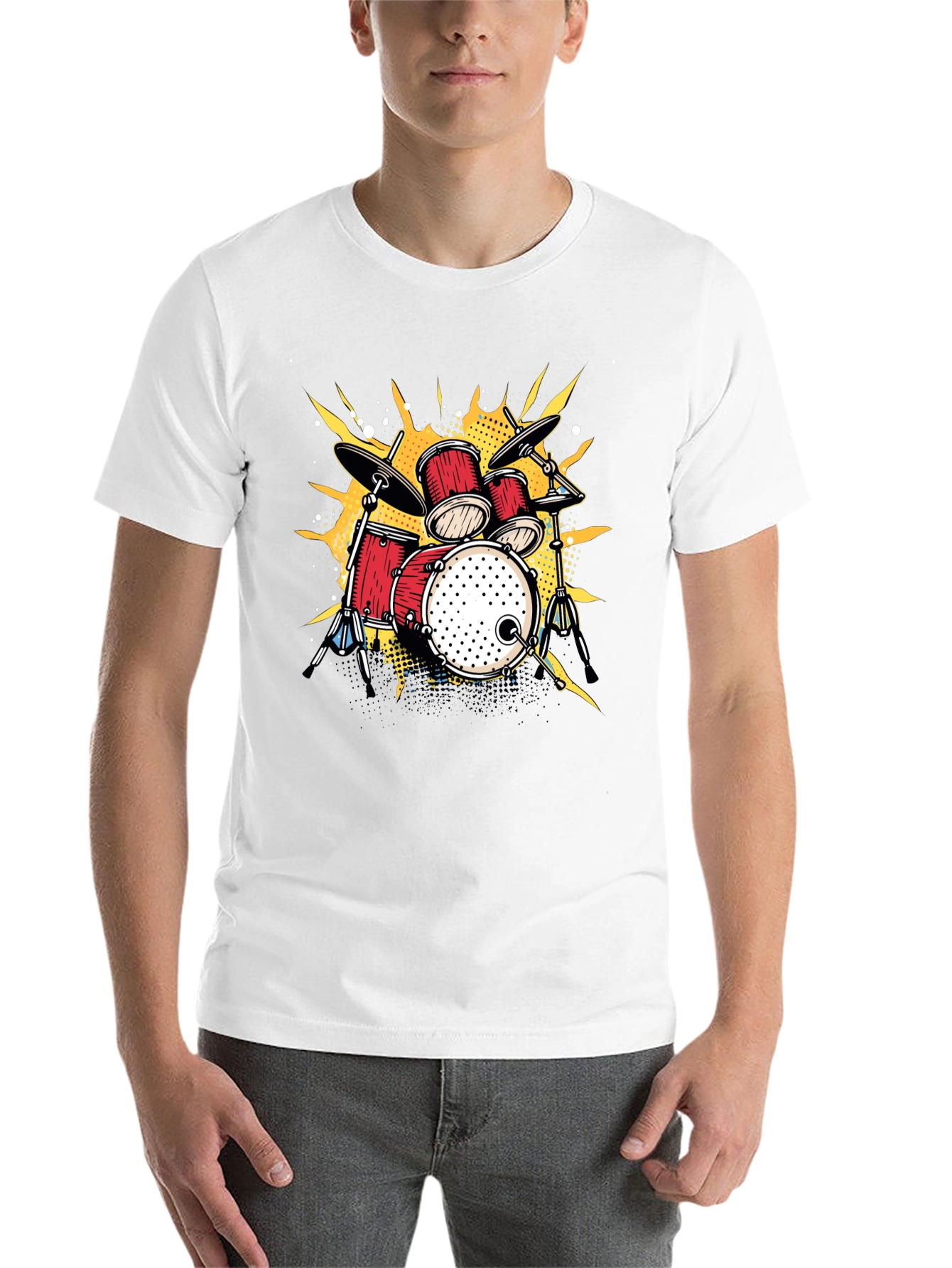 Black Drum Set Graphic T-Shirt - Music Lover Tee view 14
