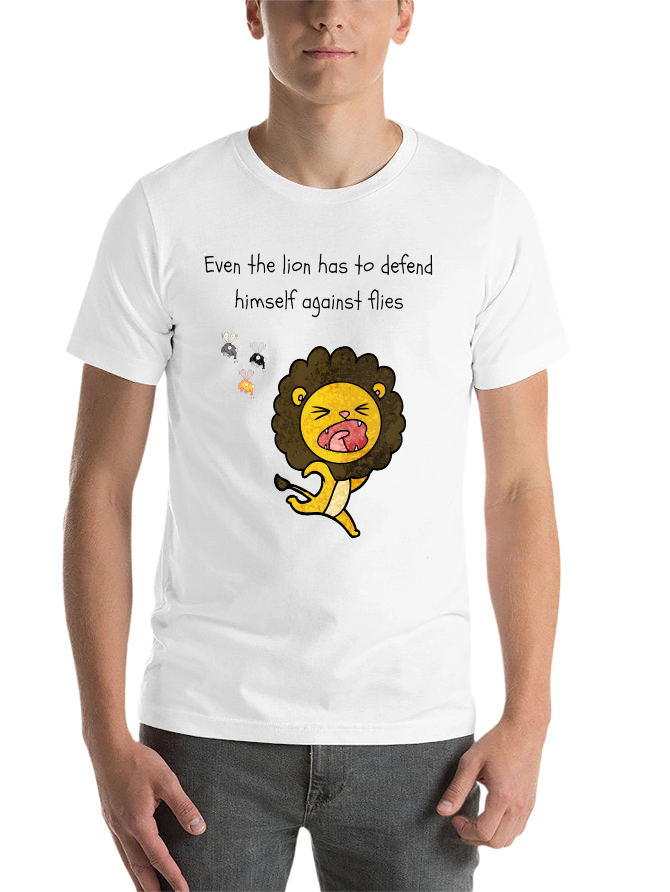 Black Funny Lion Cartoon T-Shirt - Even Lions Have Bad Days! view 14