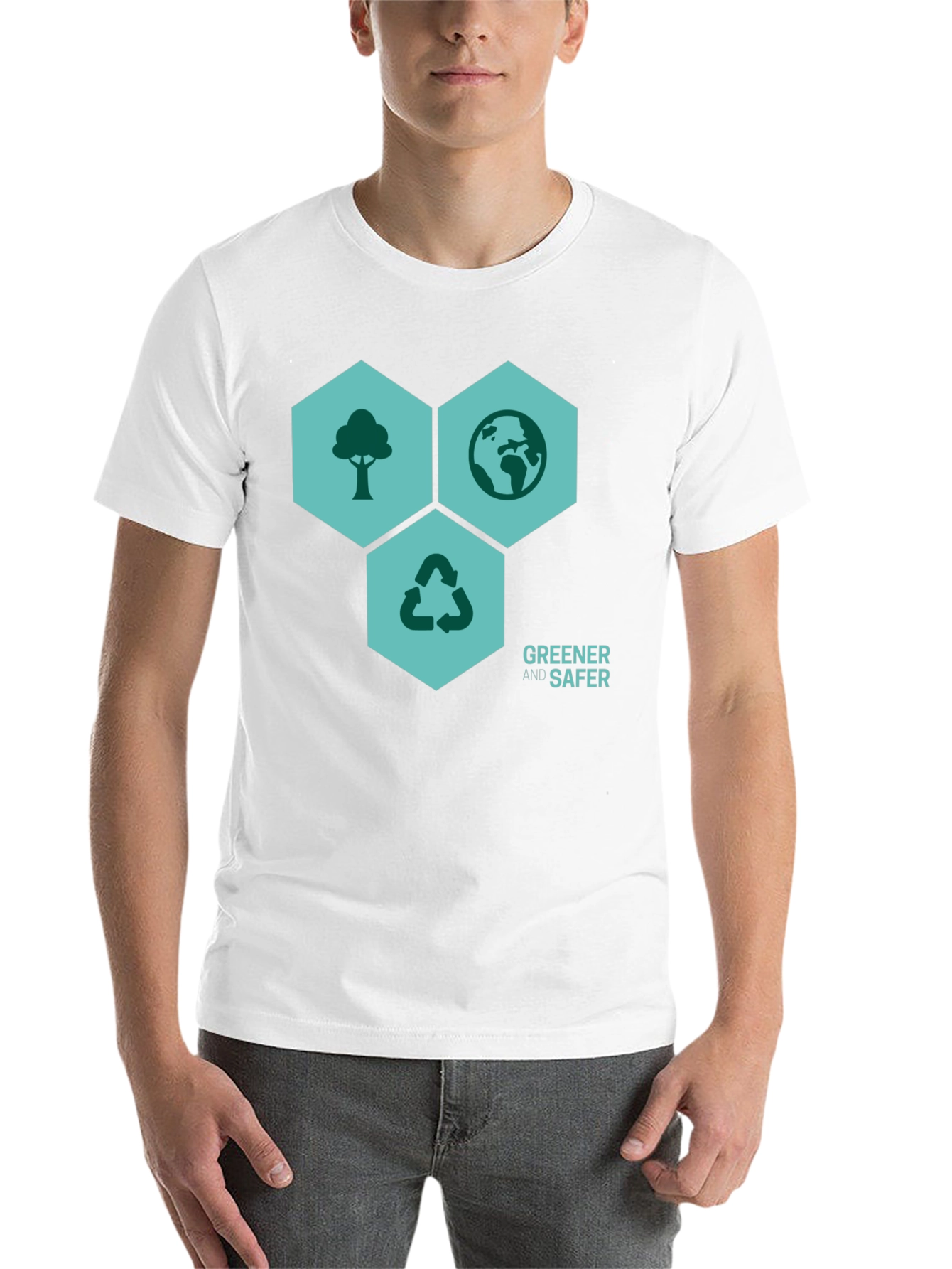 Black Eco-Friendly 'Greener & Safer' Graphic T-Shirt view 14