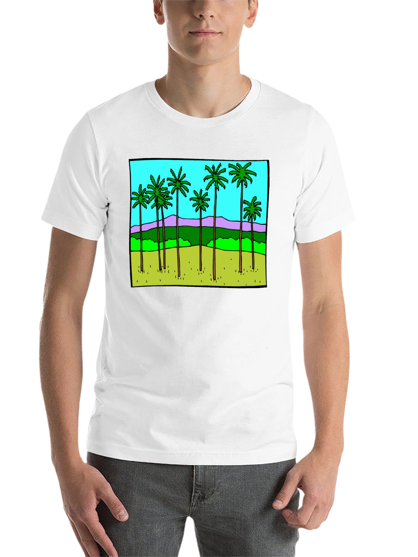 Black Palm Tree Graphic Tee - Black Casual T-Shirt view 14