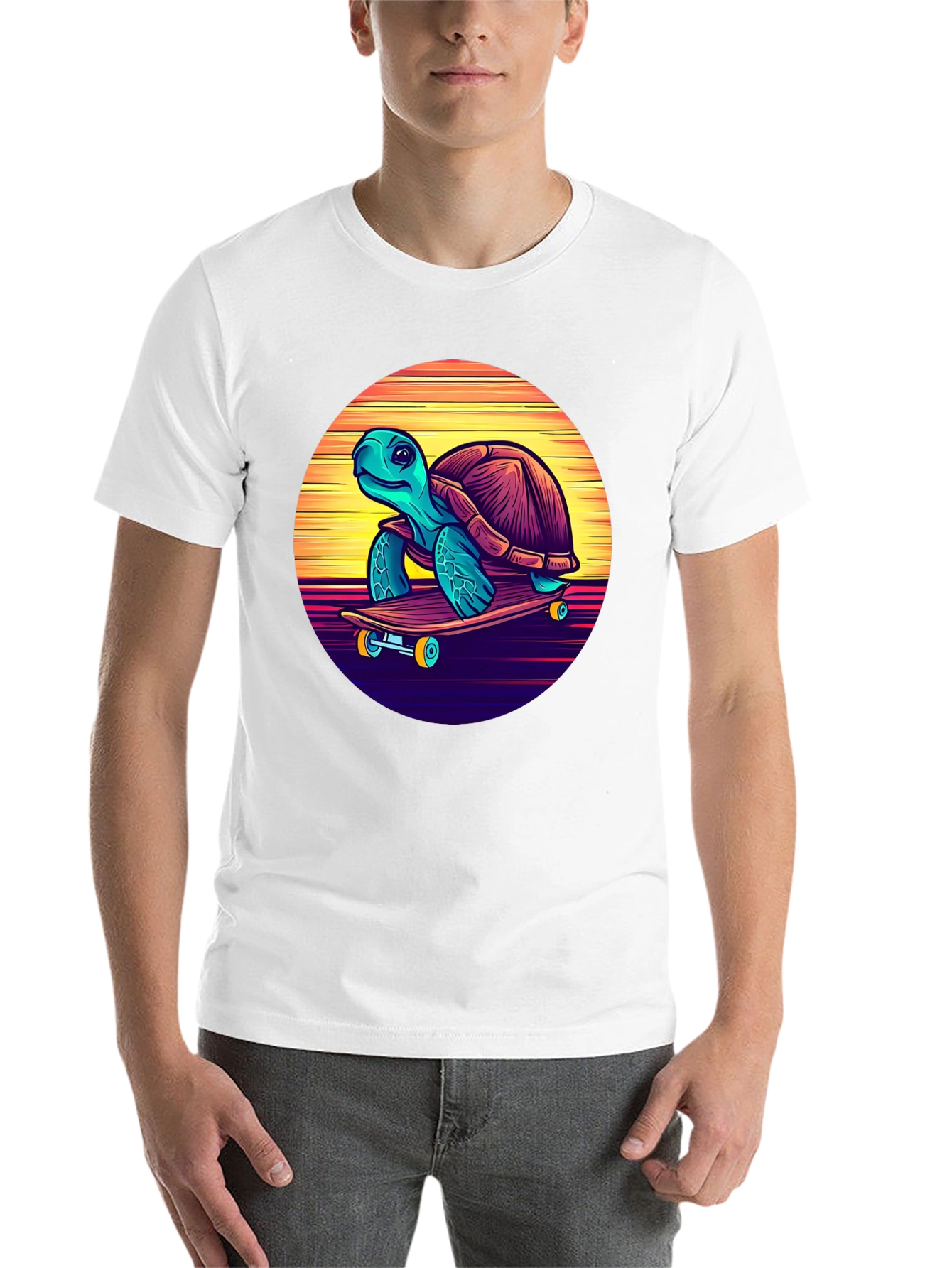 Black Skateboarding Turtle Graphic Tee - Cool Retro Design view 14