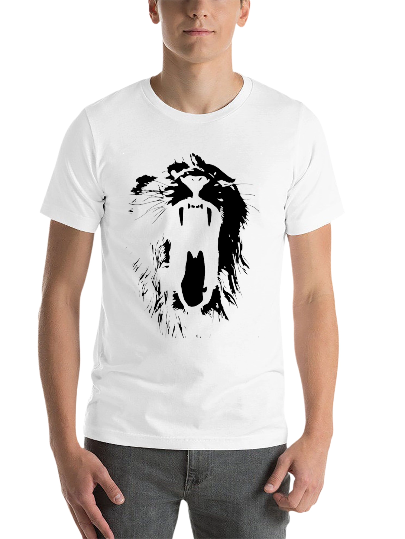 Black Lion Graphic Print Black T-Shirt view 14
