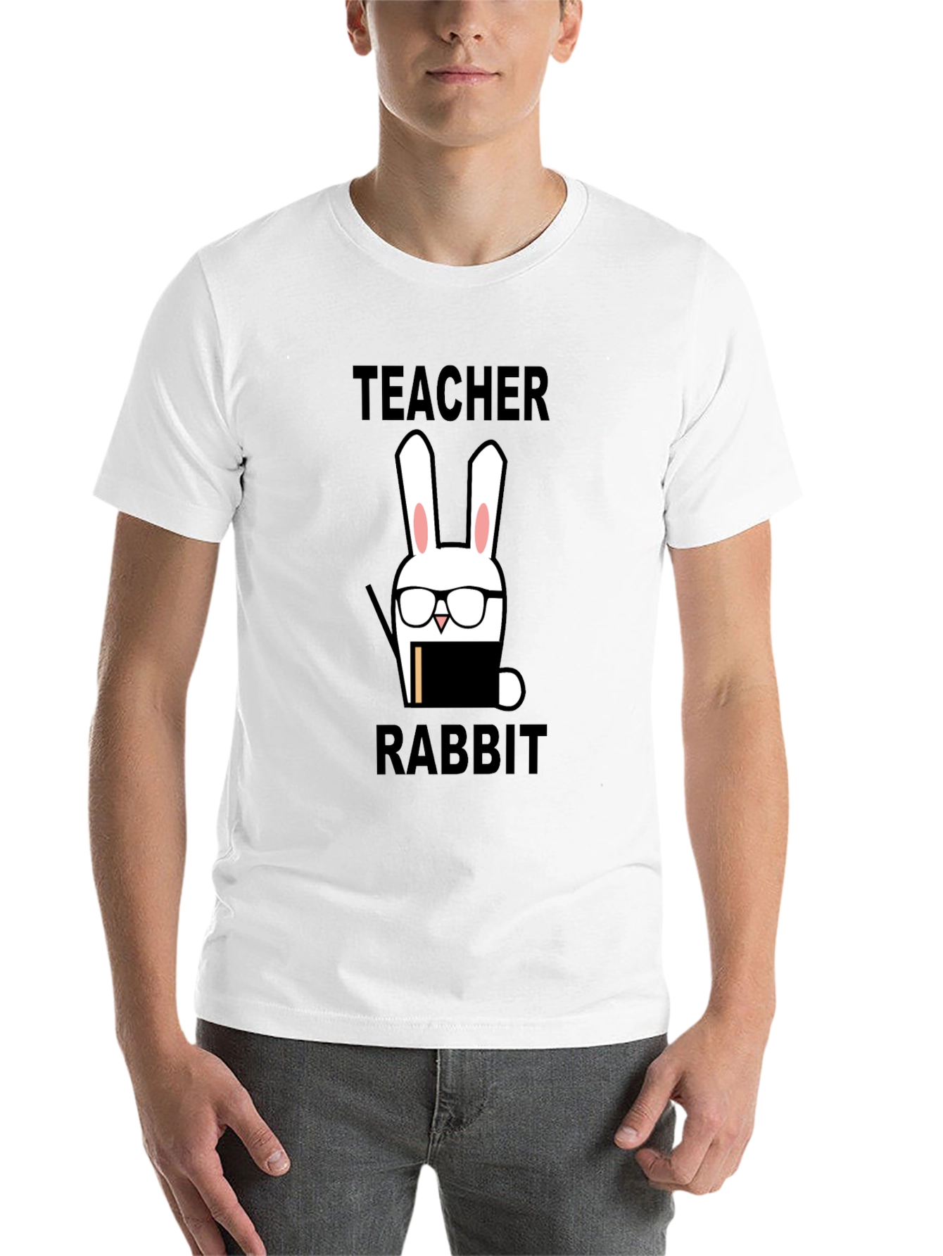 Black Teacher Rabbit Graphic Tee - Back to School Style view 14
