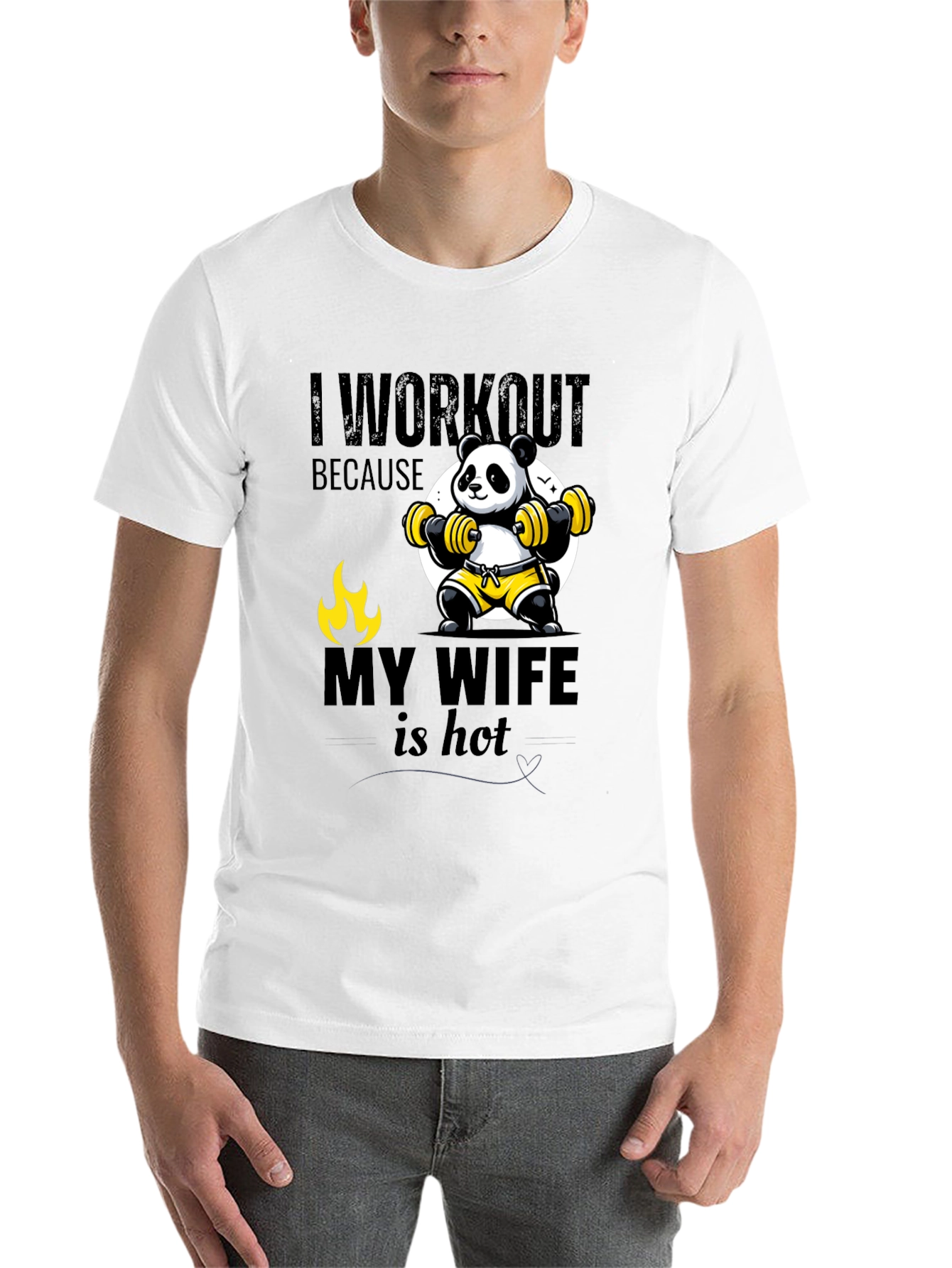 Funny Panda Workout T-Shirt - My Wife is Hot - 14