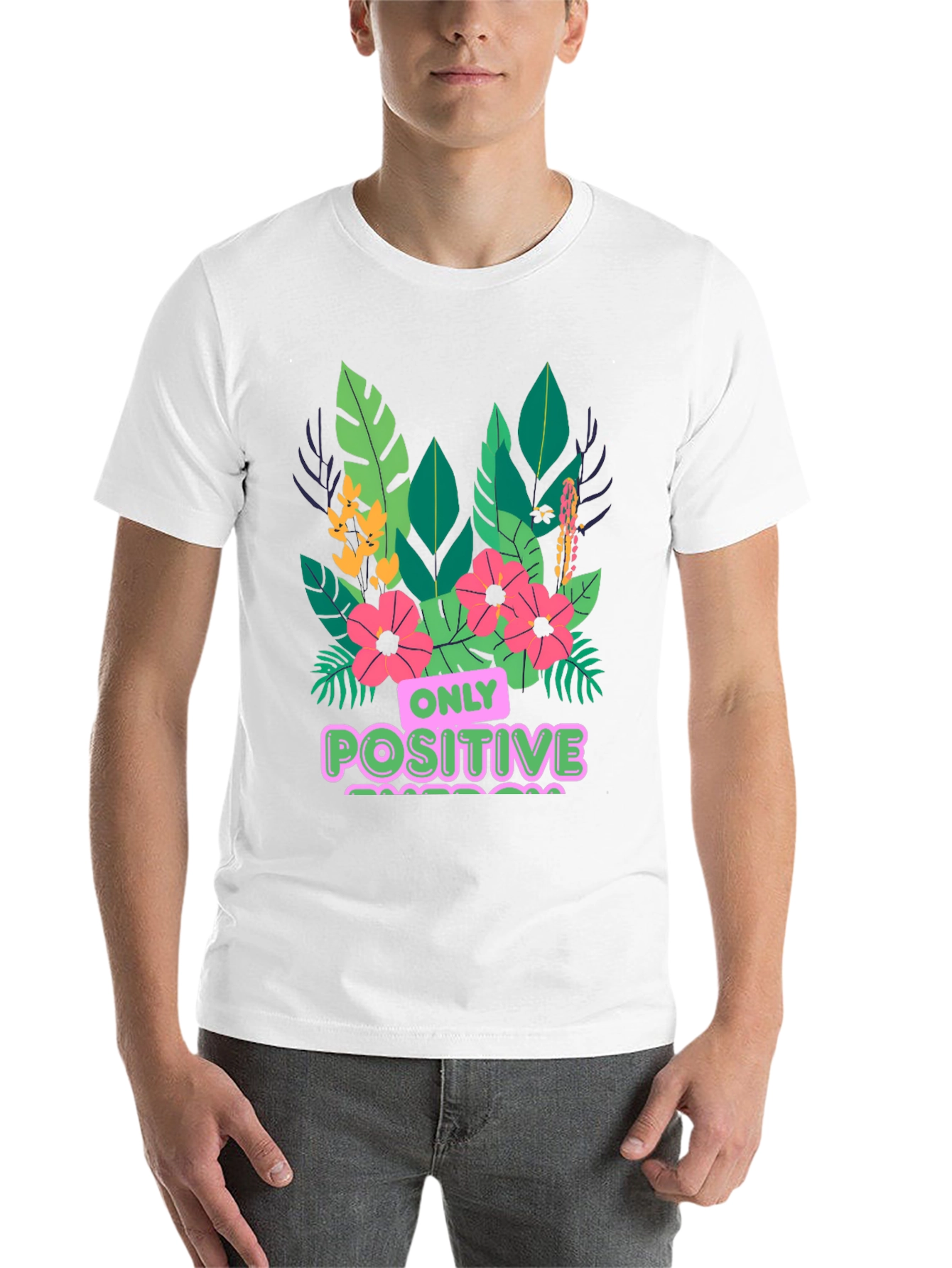 Black Positive Vibes T-Shirt - Floral Graphic Tee view 14