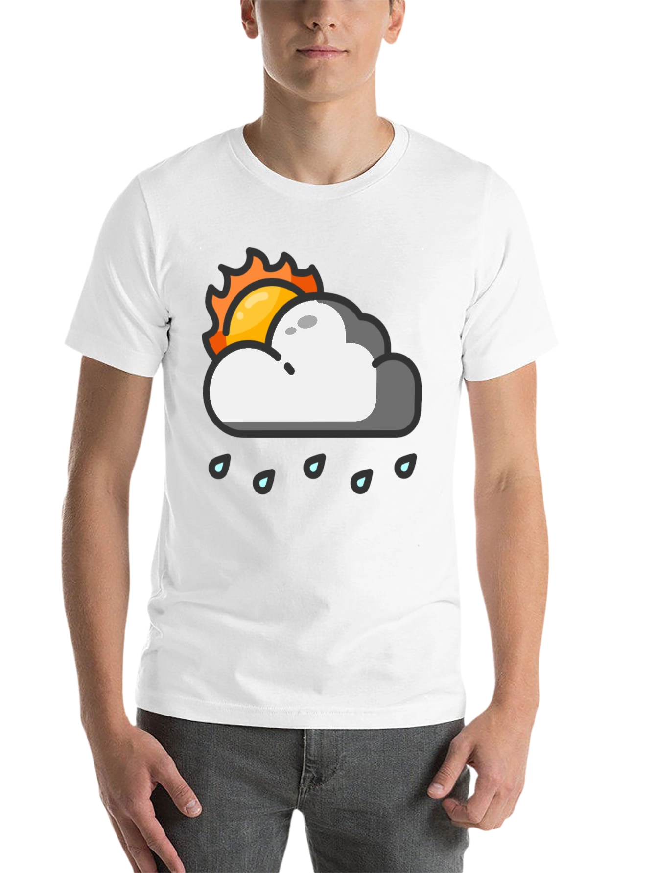 Black Rainy Day Sun Graphic Tee - Black Cotton T-Shirt view 14