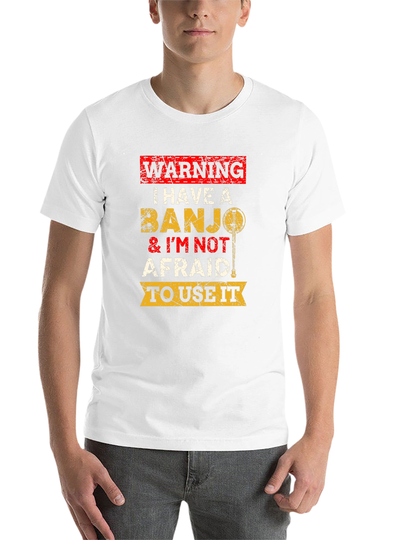 Black Warning Banjo T-Shirt Funny Musician Tee view 14