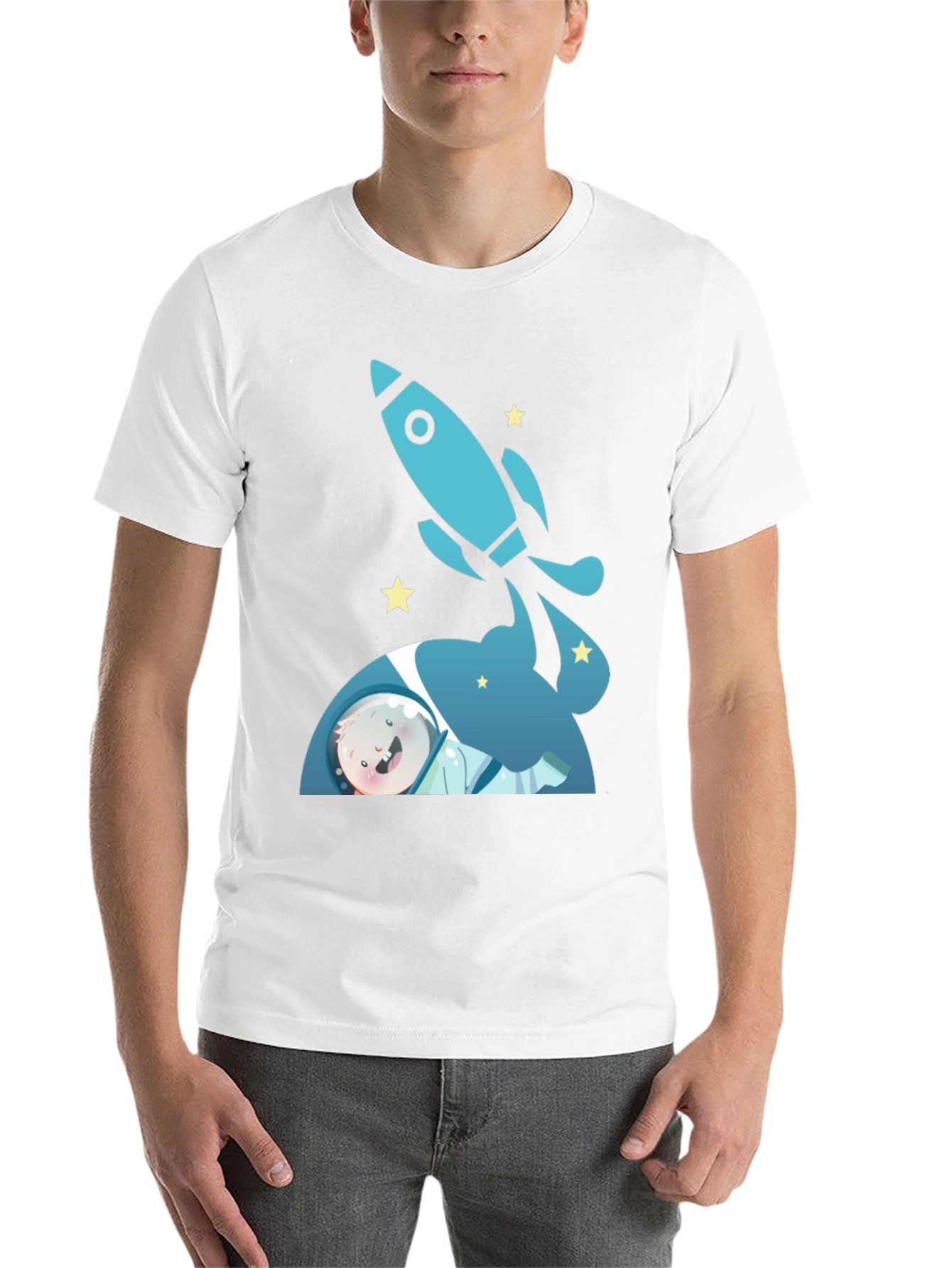 Black Astronaut & Rocket Black T-Shirt - Space Adventure! view 14