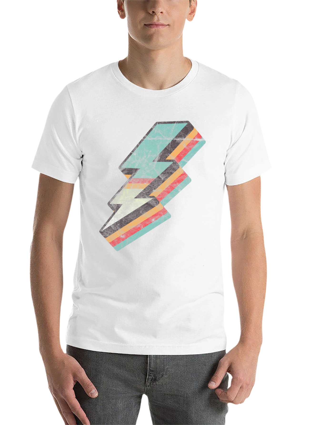 Black Retro Lightning Bolt Graphic Tee view 14