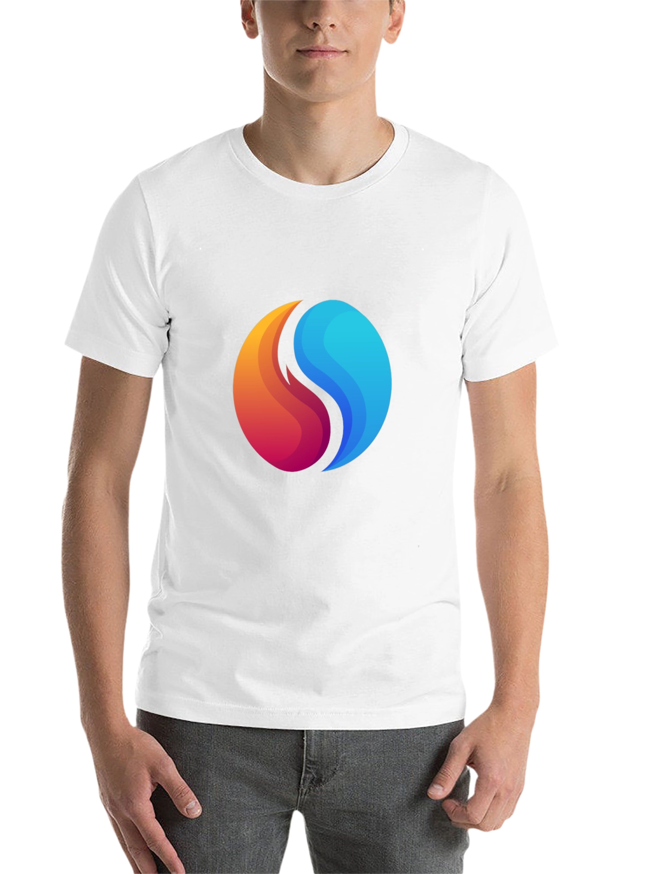 Black Yin Yang Fire and Water Graphic Black T-Shirt view 14