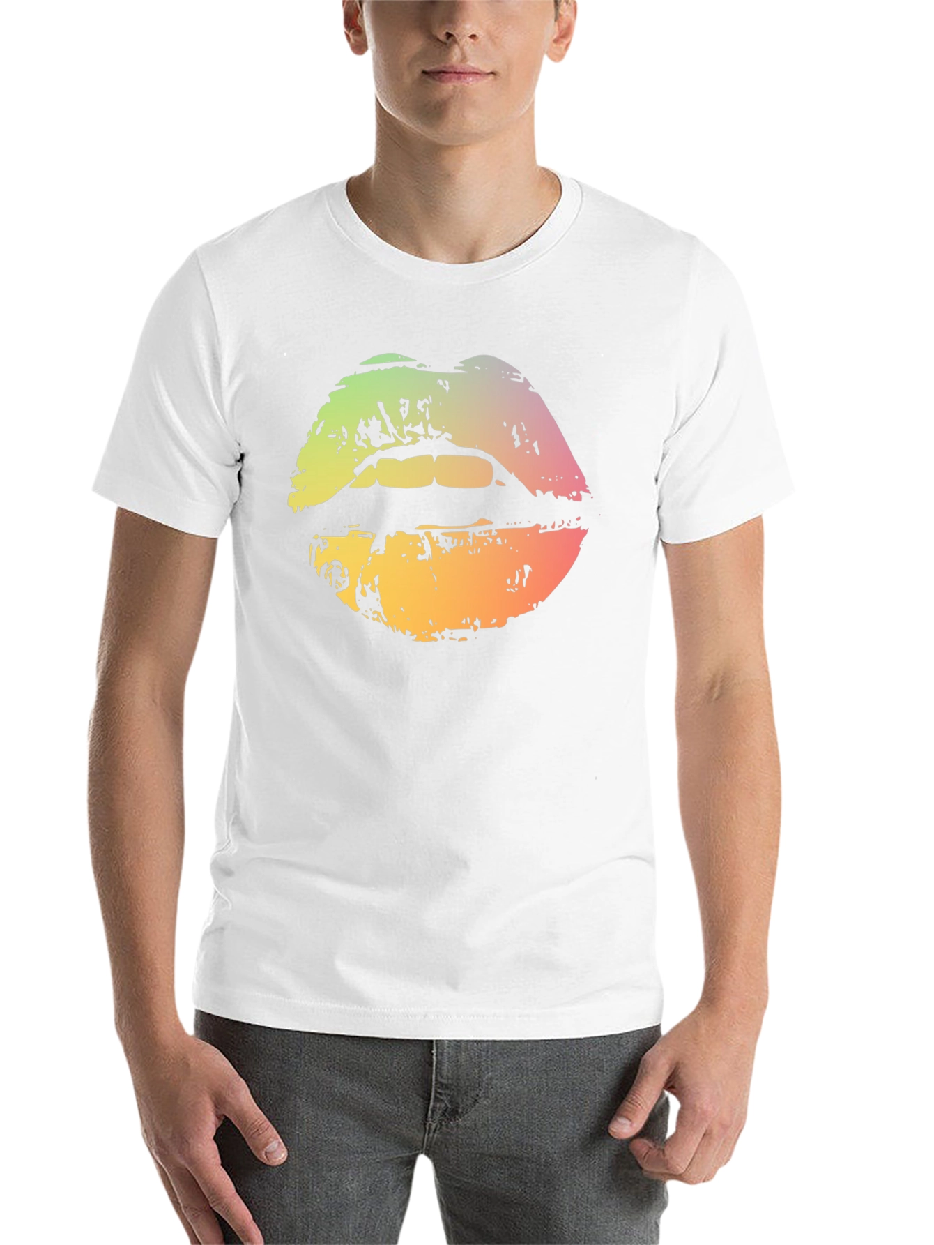 Black Rainbow Lips Graphic T-Shirt - Unisex Cotton Tee view 14