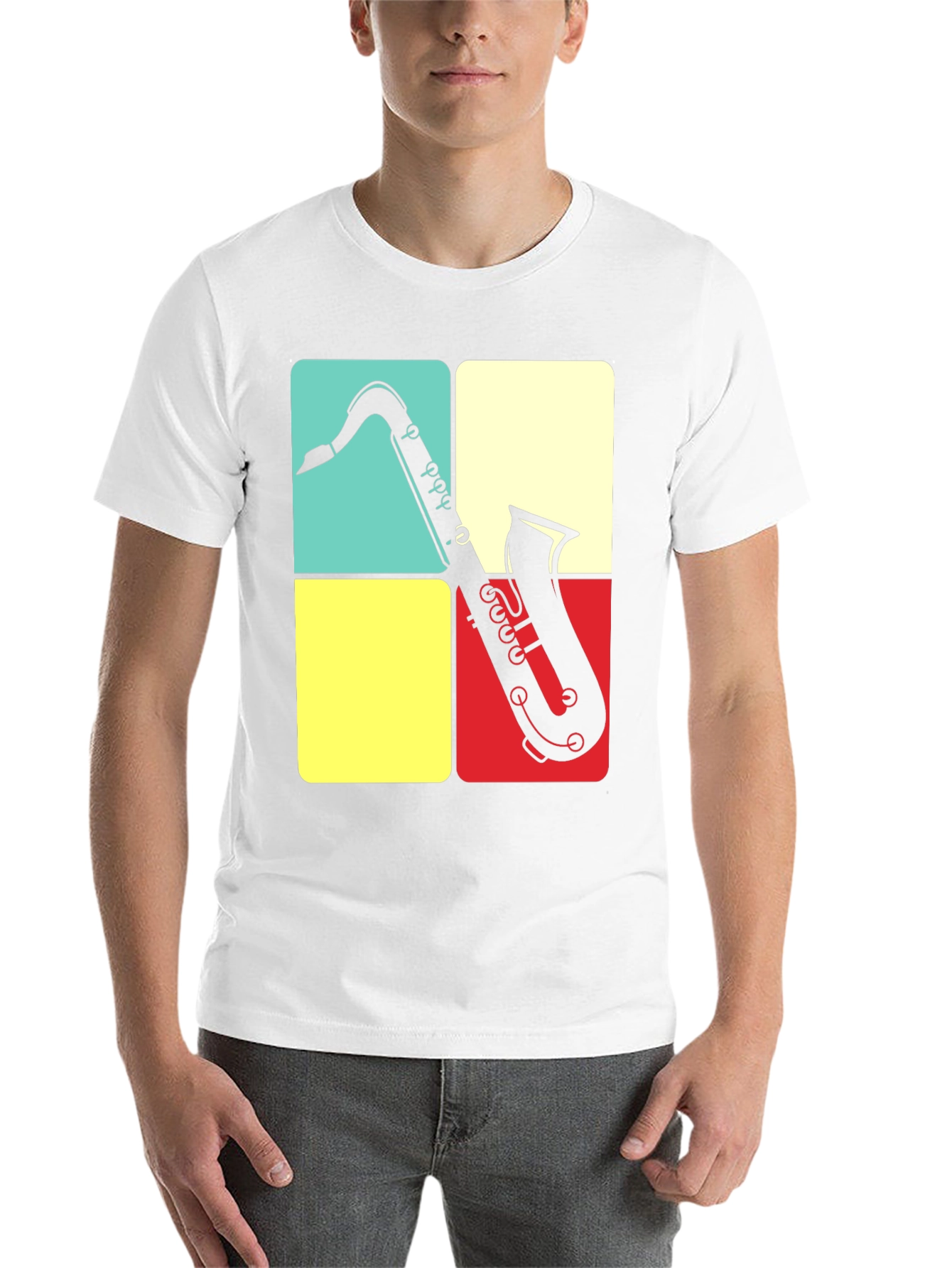 Black Saxophone Graphic Tee | Retro Musical Shirt view 14