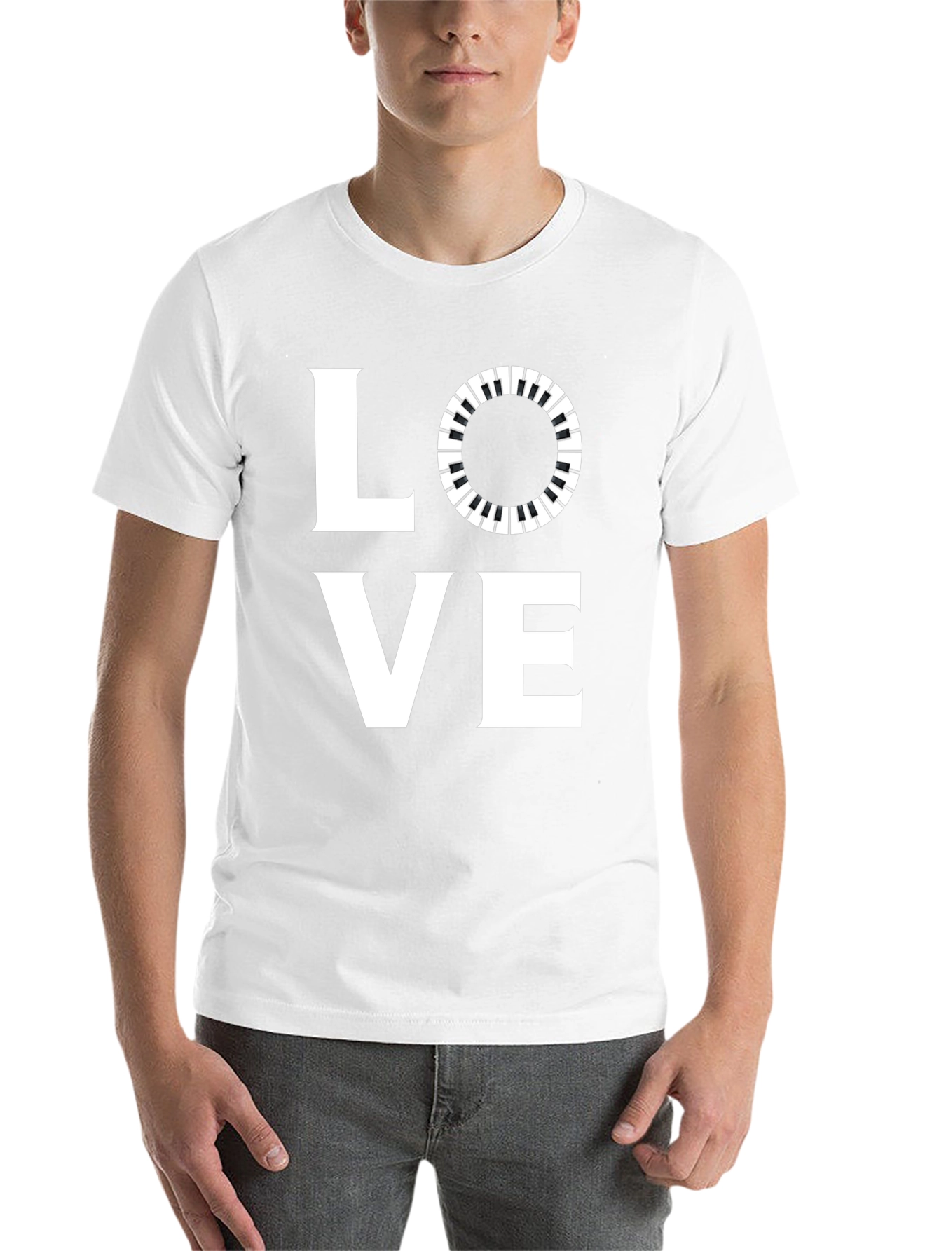 Black Love Music T-Shirt - Piano Keys Design view 14