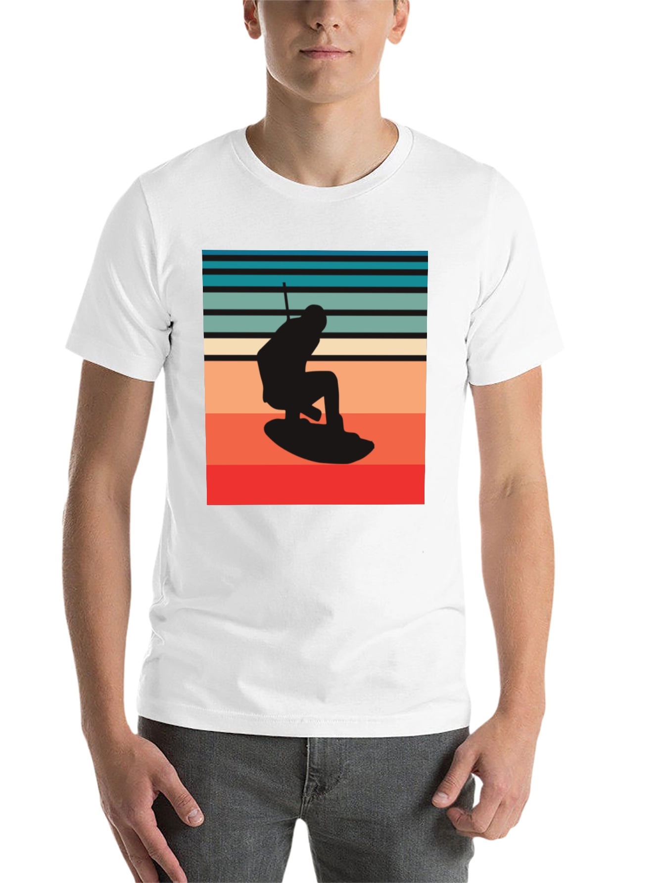 Black Retro Wakeboarding Graphic Tee - Black view 14